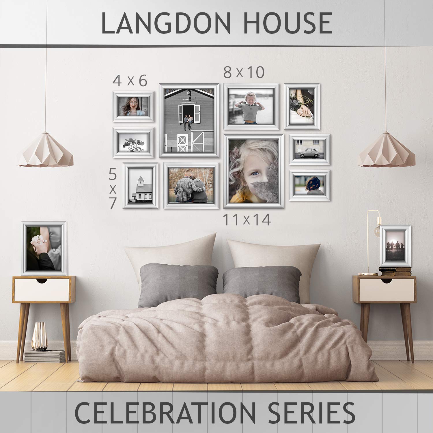 Silver 8x10 Picture Frames 3 Pack - Wall or Tabletop Display for Photos