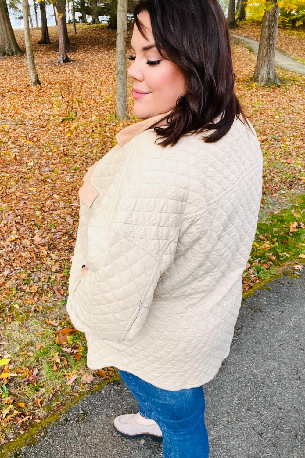 Eyes On You Taupe Quilted Knit Button Down Shacket - Stylish Women's Lightweight Jacket for Fall & Winter Fashion, Office Wear and Casual Outfits