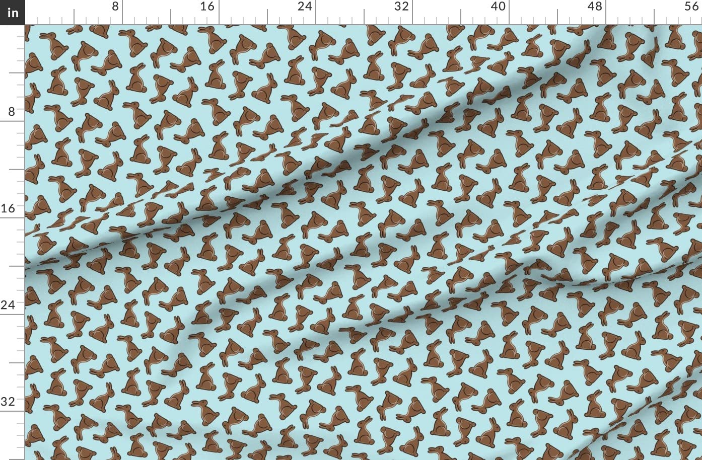 Easter Bunny Chocolate Boy Blue Printed Denim Fabric by The Yard - Bottomweight Cotton for Apparel, Home Decor & Upholstery | DIY Easter Crafts, Kids Clothing, Throw Pillows & Curtains