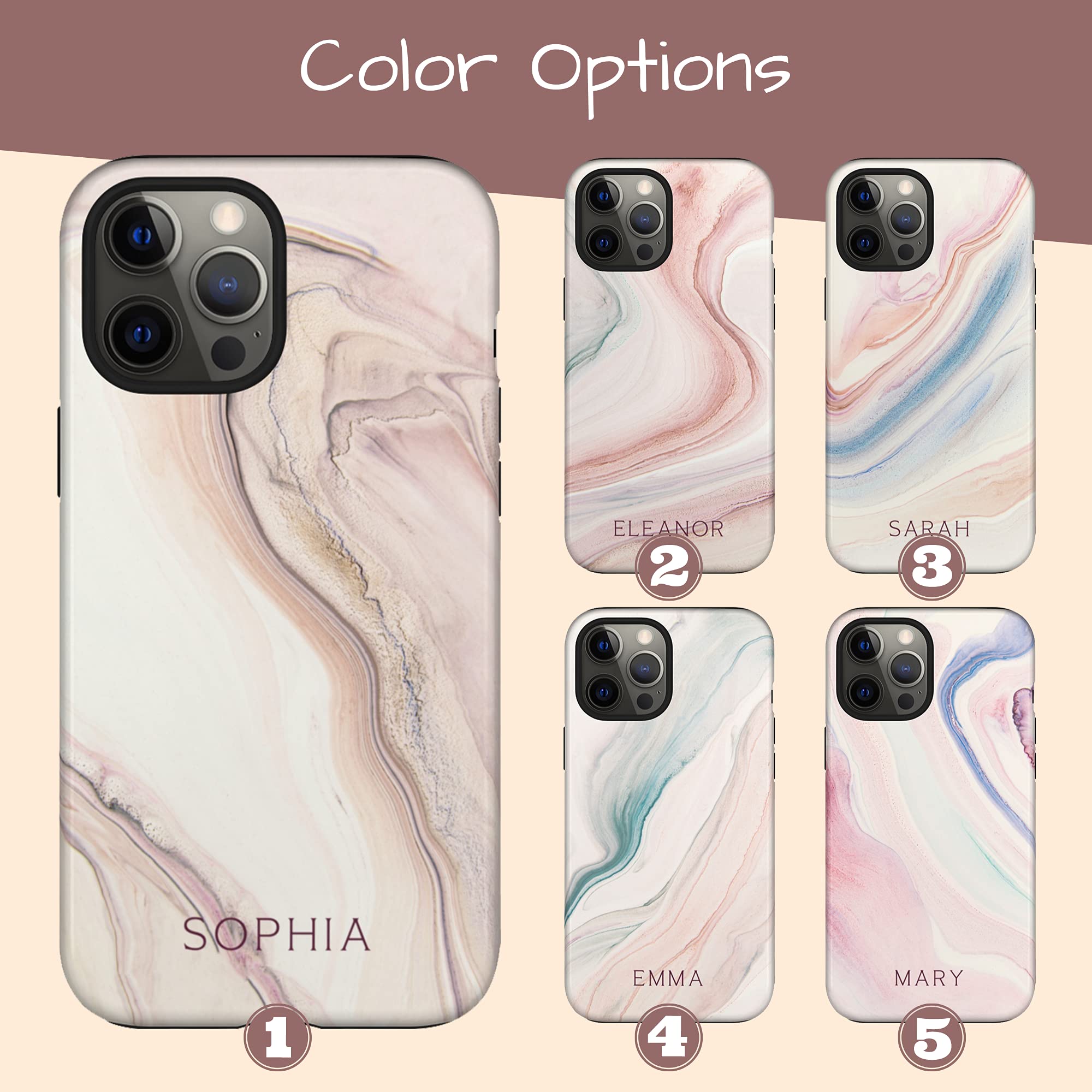 Personalized Nude Marble Stone Phone Case - Custom Name Engraved - Compatible with iPhone 16 Plus, 15 Pro Max, 14, 13 Mini, 12, 11, X/XS Max, XR, 7/8 - Stylish Protection for Everyday Use & Special Occasions