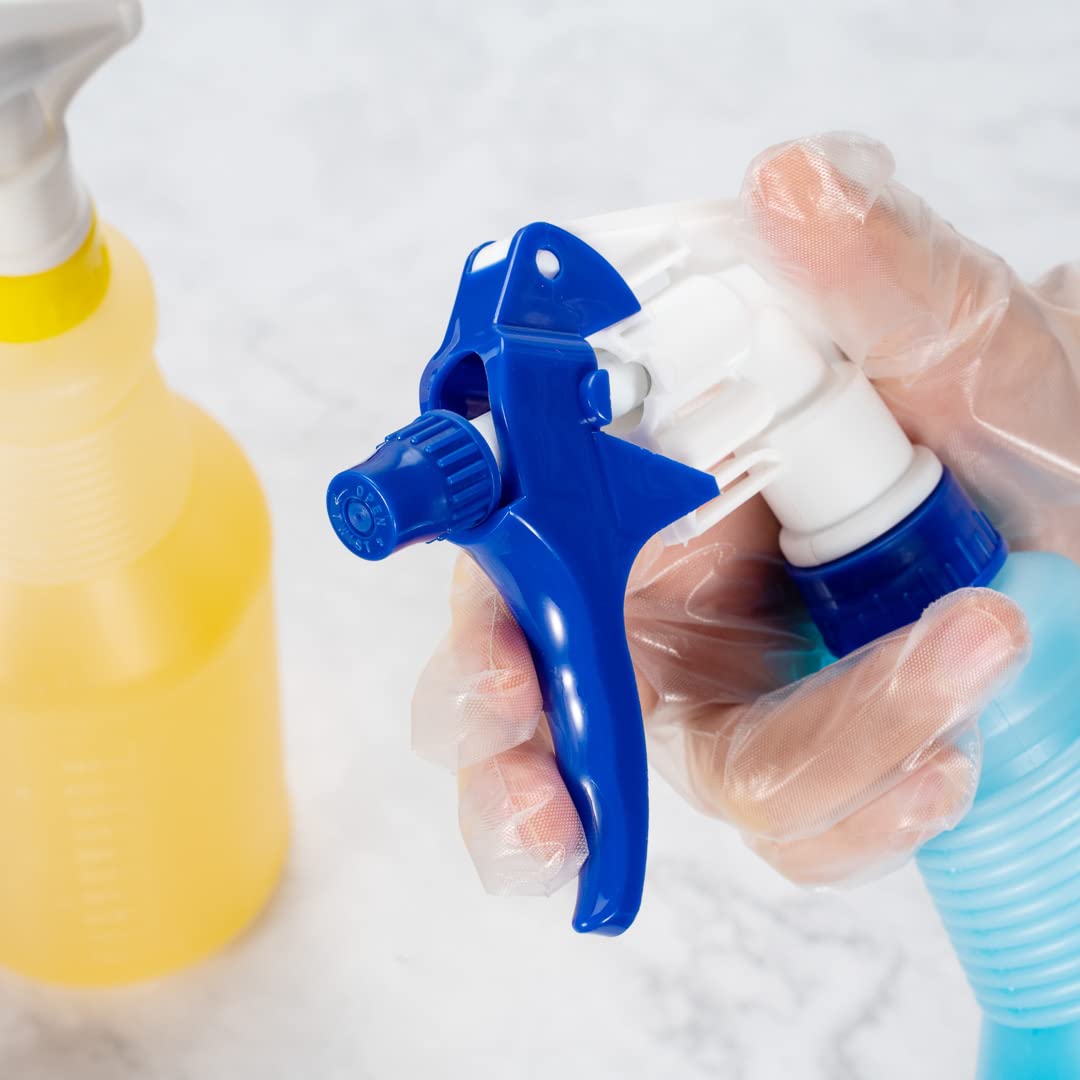 25oz Cleaning Spray Bottles (3-Pack) - Refillable, Leak-Proof with Measurement Marks & Adjustable Mist/Stream Nozzle - Blue Plastic Solution Bottles for Kitchen, Bathroom, Janitorial & Commercial Cleaning