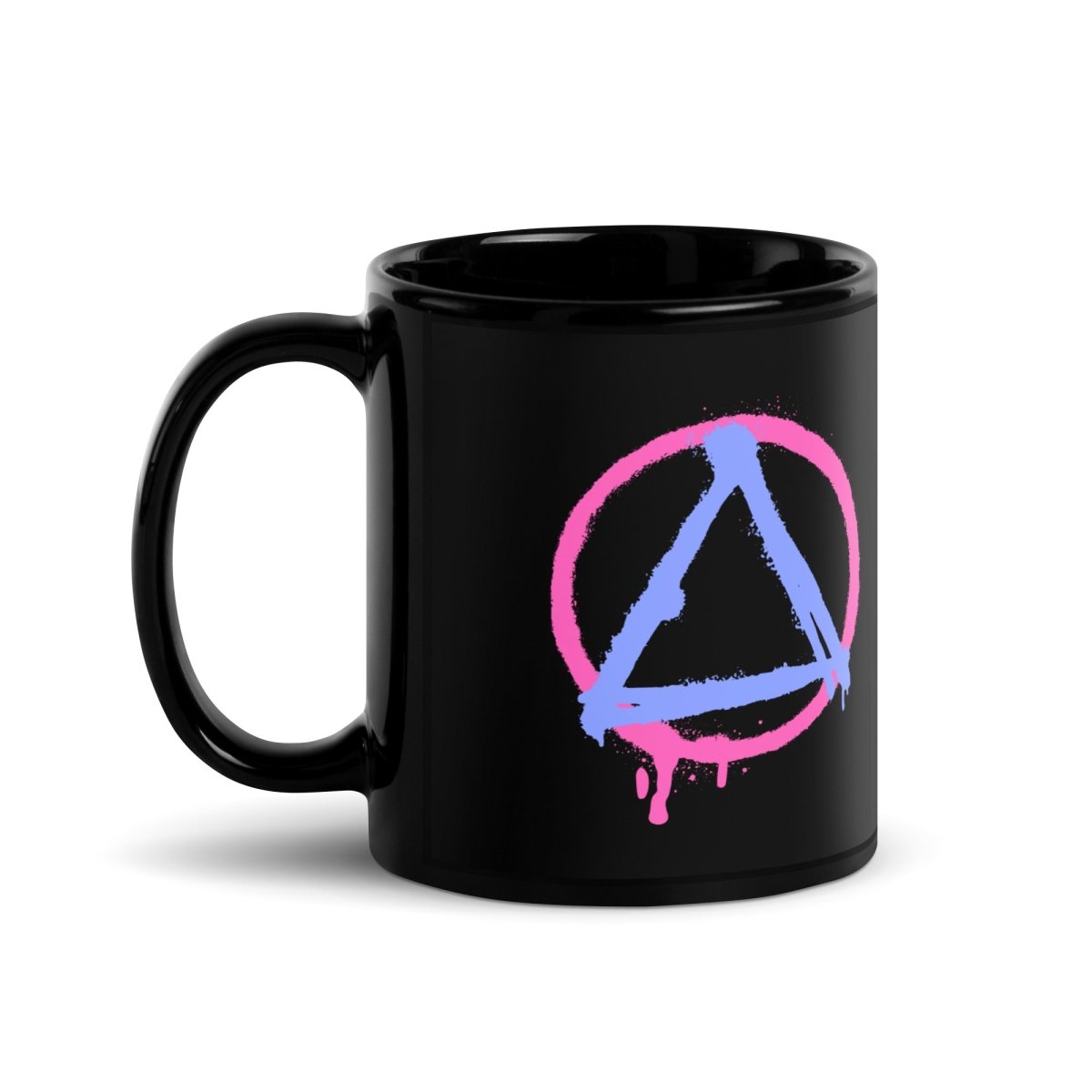 Graffiti Sobriety Symbol Black Glossy Coffee Mug - 15oz Ceramic Cup for Hot & Cold Drinks, Perfect for Home, Office or Gift Giving