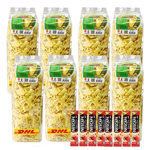 Premium 500g x 2 Pack Thai Monthong Durian Chips - Vegan Healthy Snack, Fried Exotic Fruit, DHL Fast Shipping (4 Packs) - Perfect for Office Snacks, Travel Food & Coffee Pairing - Free Beauty Gifts Included