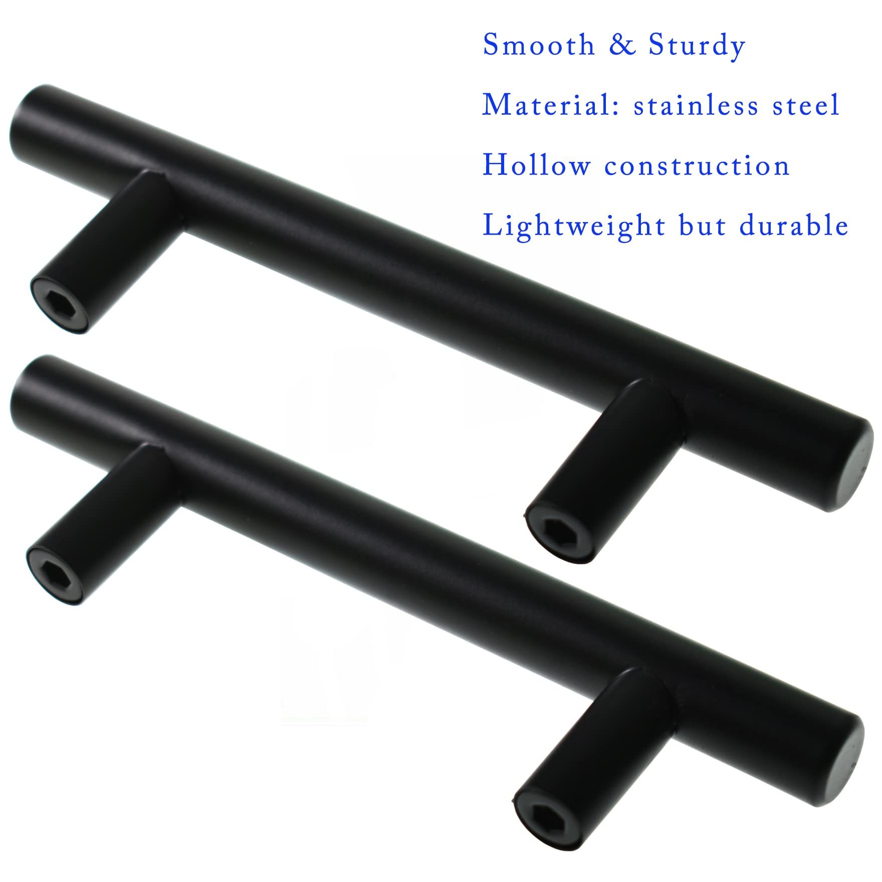 50 Pack Matte Black Cabinet Pulls - Stainless Steel Kitchen Cabinet Handles & Dresser Drawer Handles (3 Hole Center) - Perfect for Kitchen, Bedroom, Bathroom & Wardrobe Hardware Upgrade