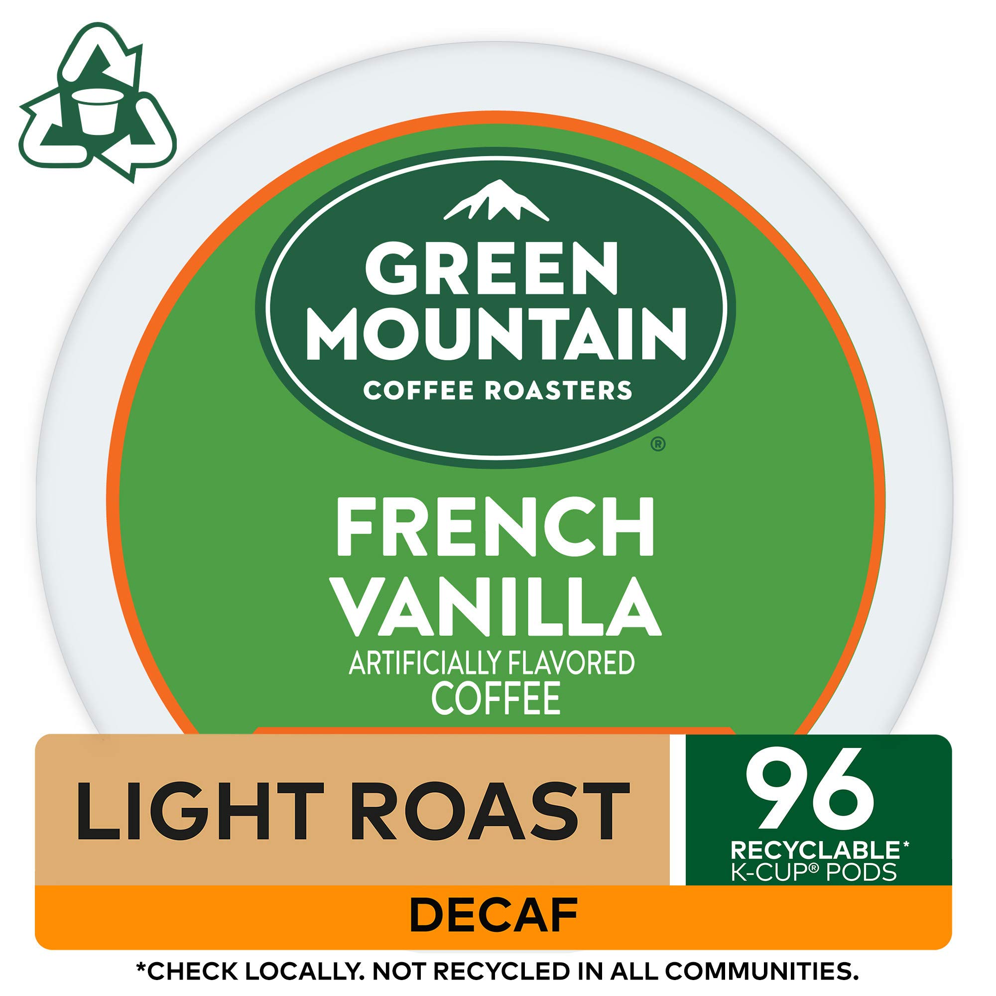 Green Mountain Coffee Roasters French Vanilla Decaf Keurig K-Cup Pods - Light Roast Coffee (96 Count) | Perfect for Office, Home & Gifts | Single-Serve Convenience