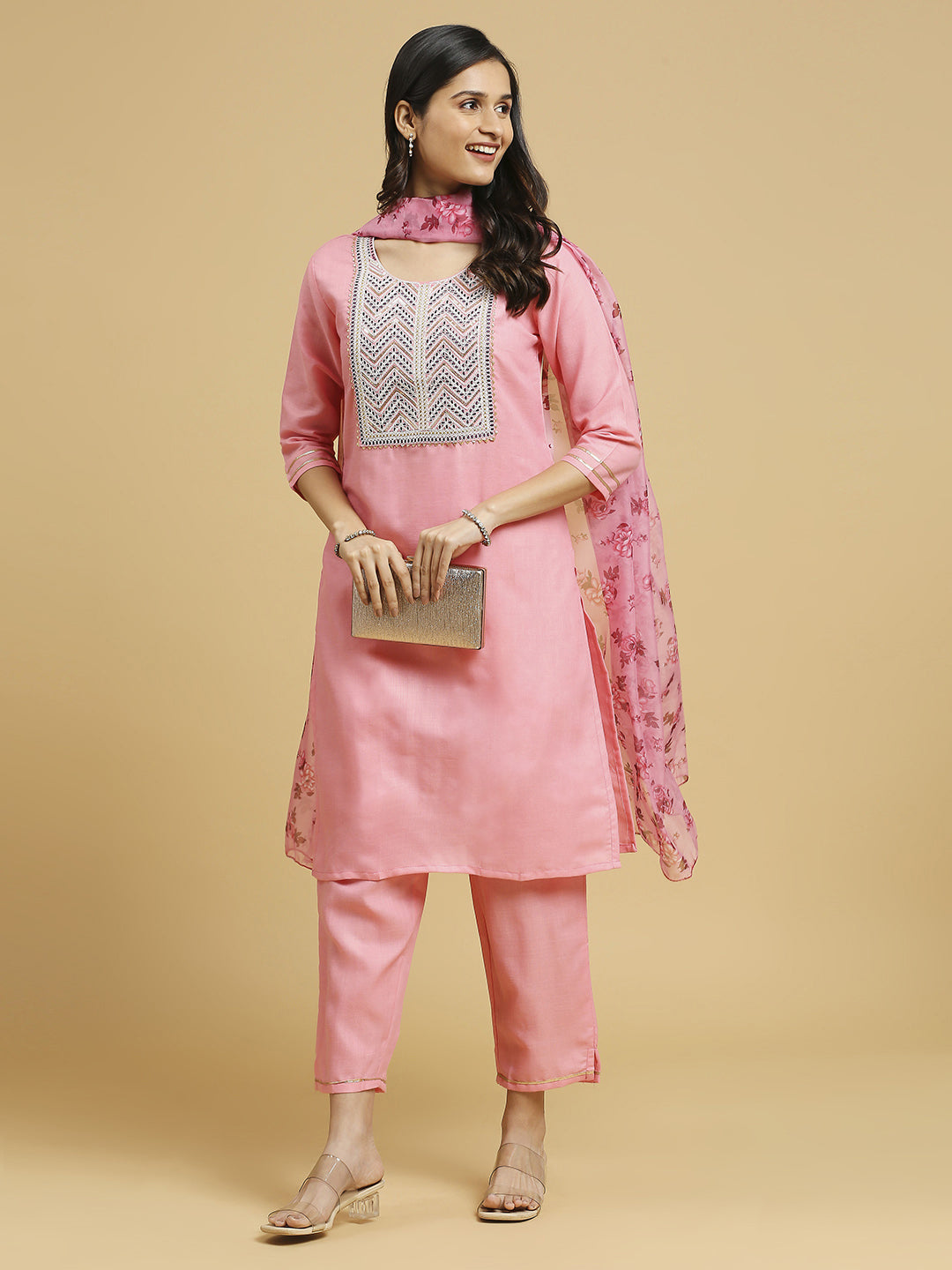 Trendy Baby Pink Floral Printed Cotton Pant Suit for Girls - Perfect for Birthday Parties, Festivals & Special Occasions