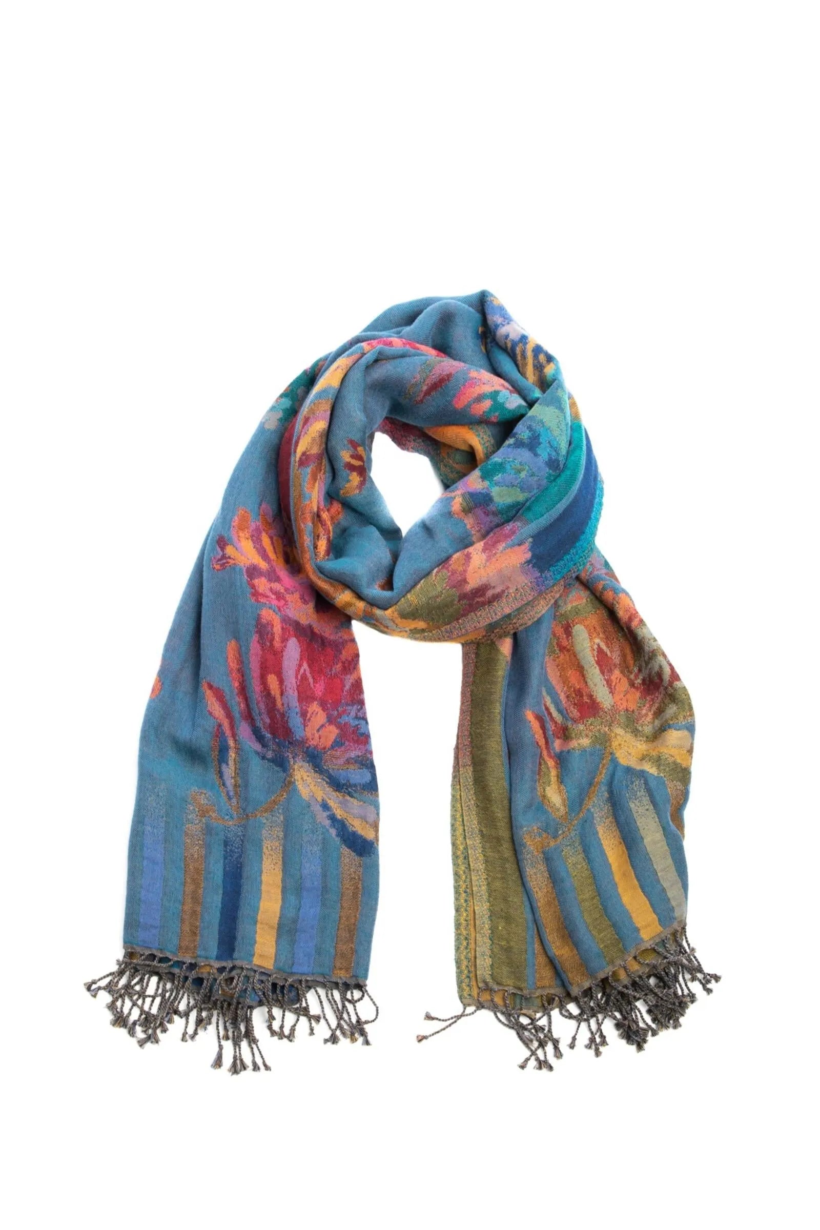 Elegant Cool Toned Floral Scarf for Women - Lightweight Fashion Accessory for Spring & Fall Outfits | Perfect for Office, Date Night & Travel