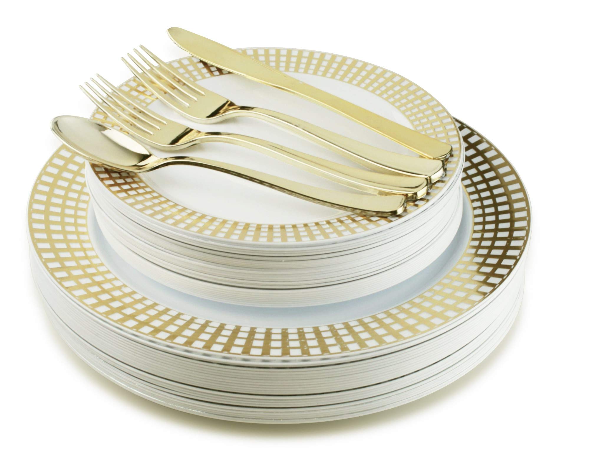 720-Piece Wedding Disposable Plastic Plate & Silverware Set (120 Guests) - 10.25