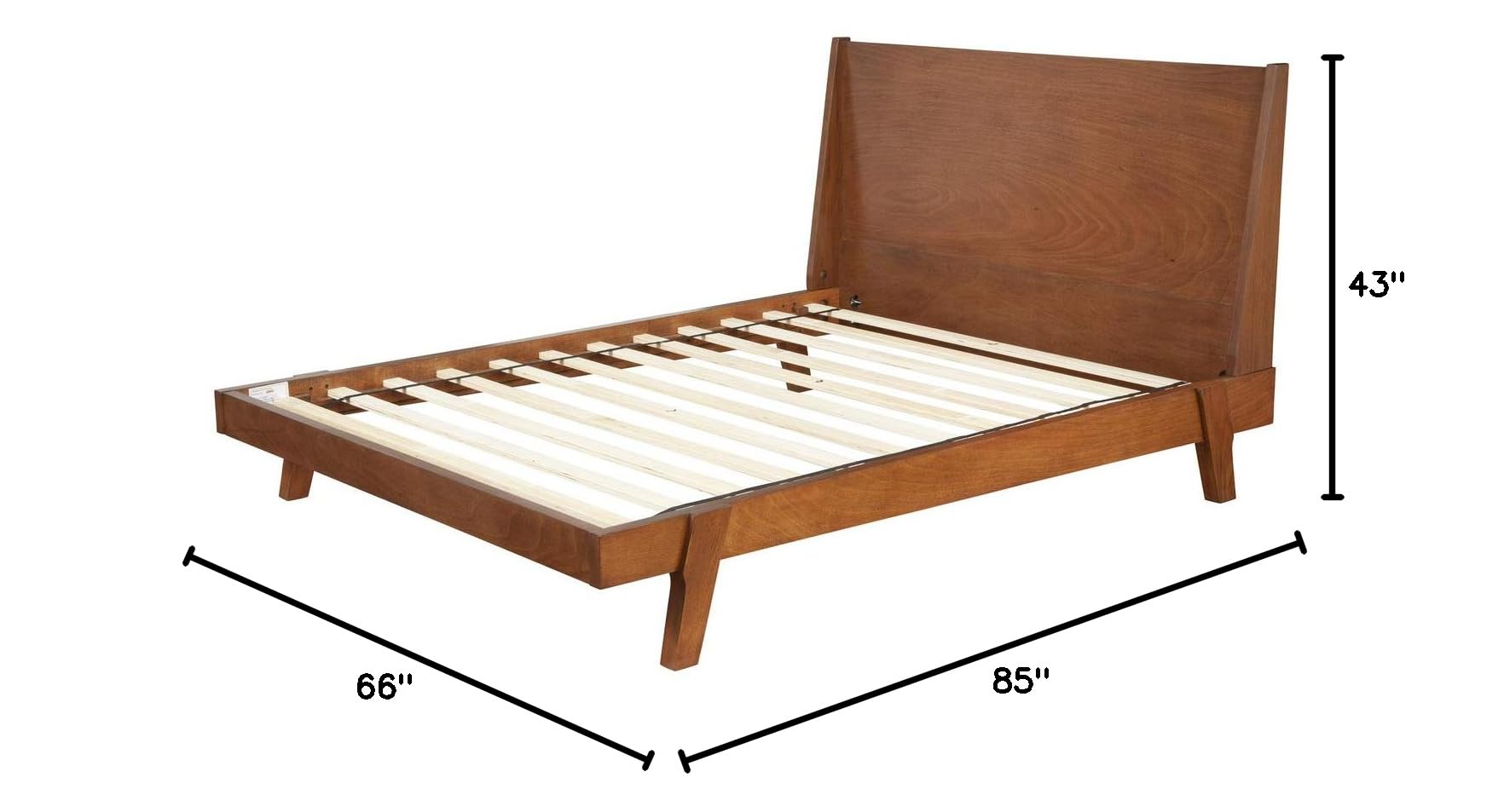 Premium Alpine Furniture Dakota Queen Size Bed Frame - Solid Mahogany Wood Platform Bed with Sturdy Slat Support | Perfect for Modern Bedrooms, Guest Rooms & Master Suites