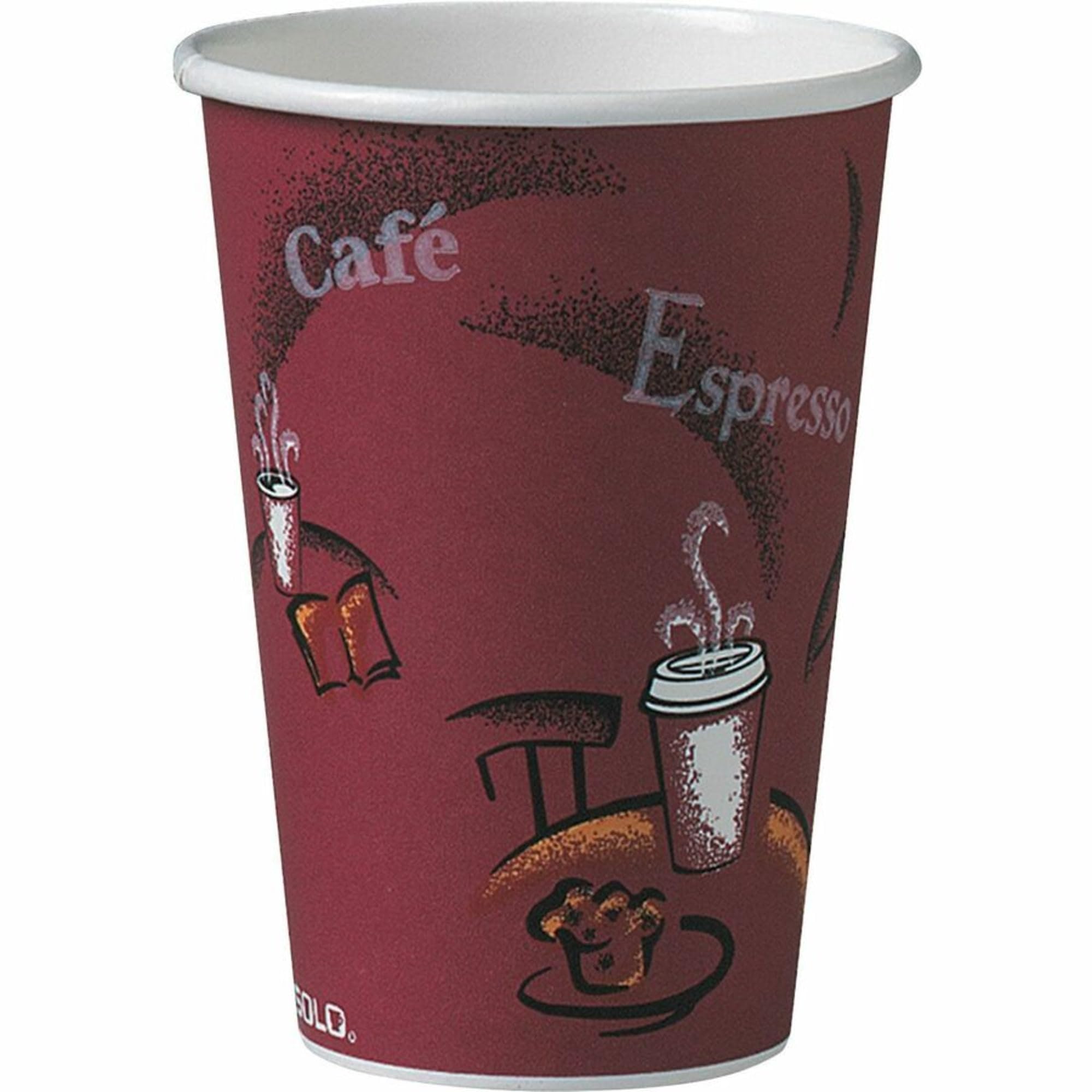 Solo® 16 Oz Maroon Paper Hot Cups - 300 Count Carton | Disposable Coffee Cups for Office, Cafes, and Events