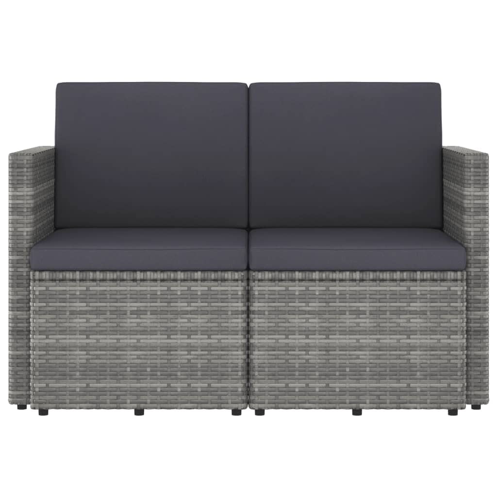 FAMIROSA 2-Seater Outdoor Patio Sofa with Cushions - Gray All-Weather Poly Rattan Furniture for Garden, Balcony, and Backyard Relaxation