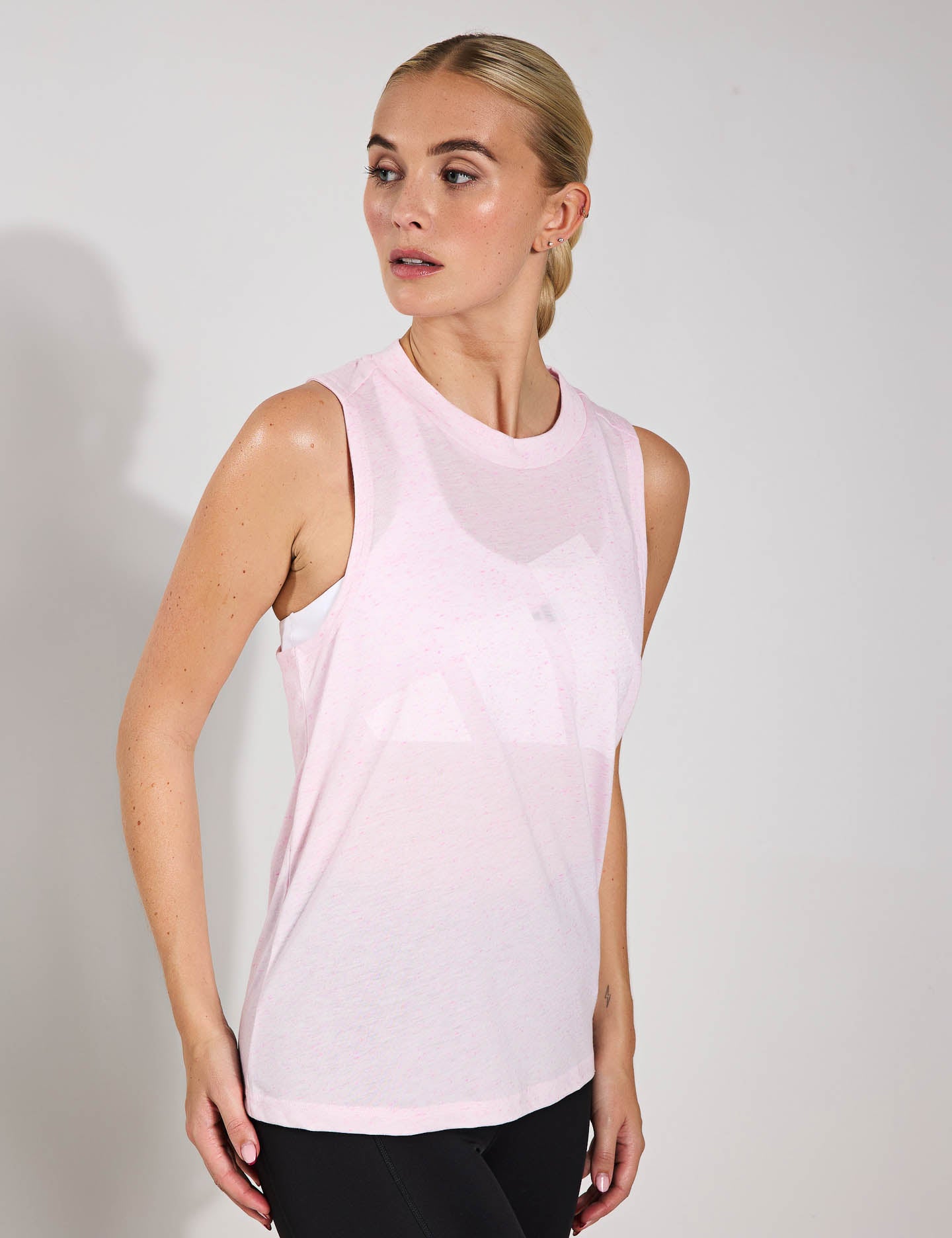 Essentials Winners Tank Top - Clear Pink & White | Comfortable & Stylish Women's Workout Top for Gym, Yoga & Running