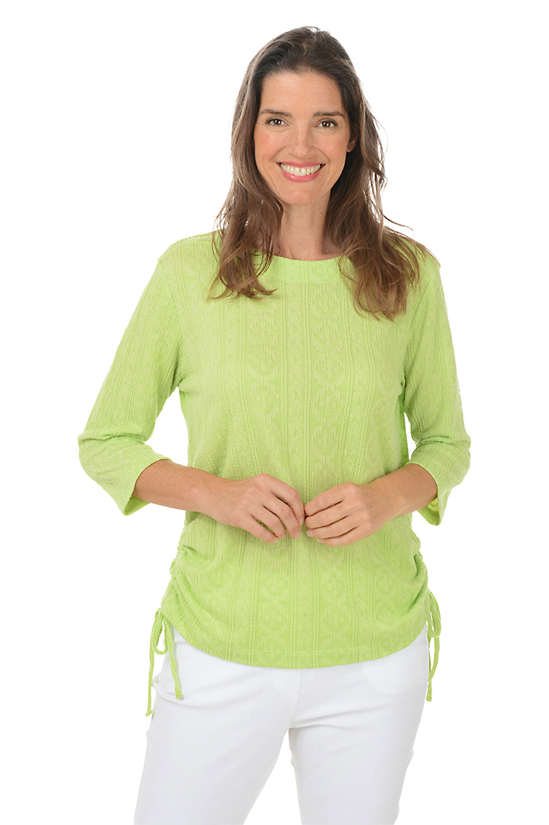 Cable Knit Textured Side Shirred Top for Women - Stylish Casual & Layering Blouse for Fall & Winter Outfits