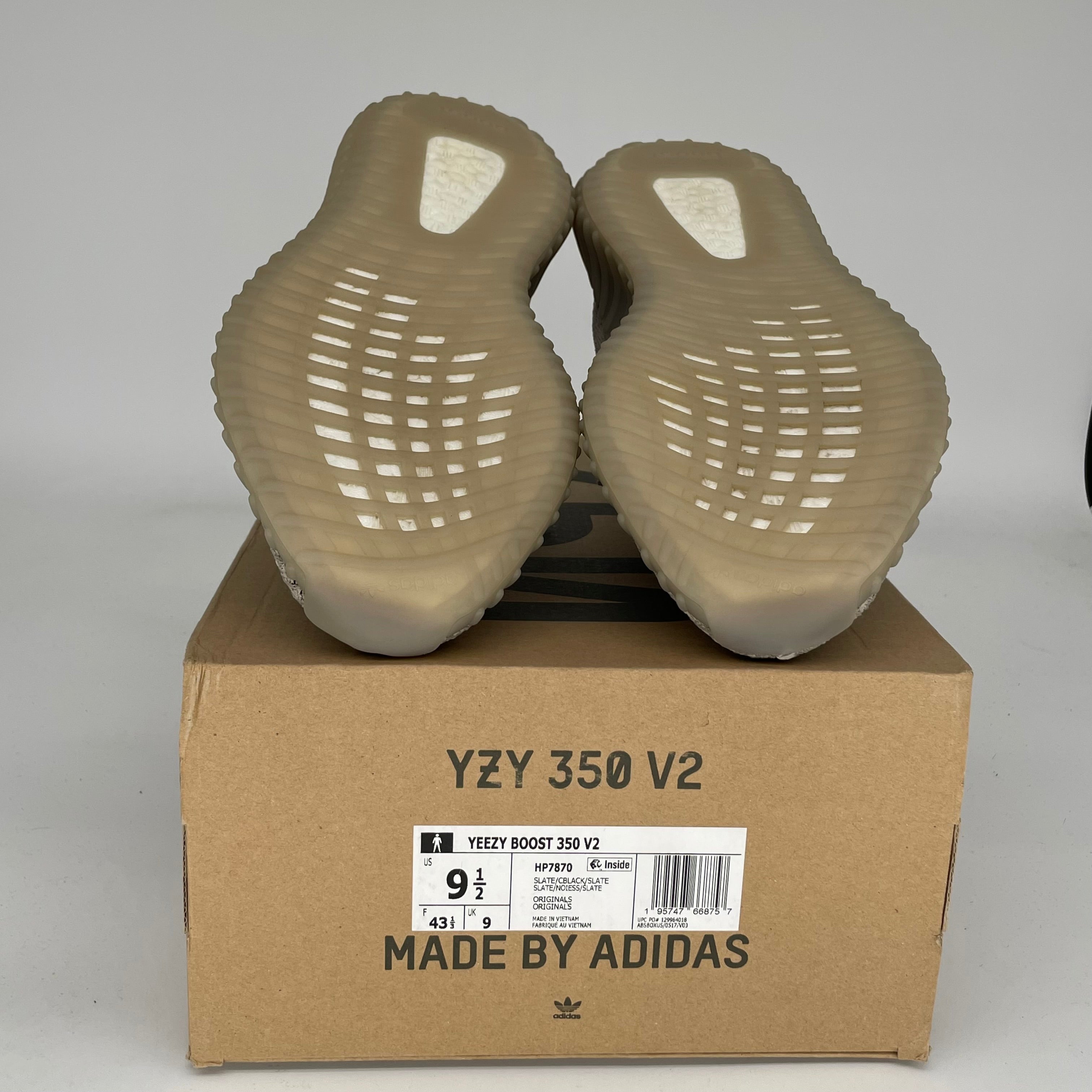 Adidas Yeezy Boost 350 V2 Slate Grey Sneakers - Men's Size 9.5 (HP7870) | Comfortable Running Shoes for Gym, Workout & Casual Wear