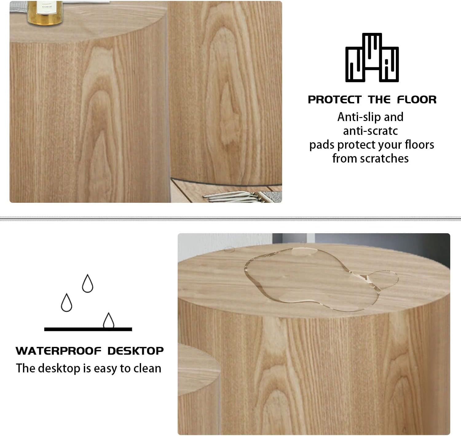 Modern Round Nesting Coffee Table Set of 2 - Solid Oak Wood with Non-Slip Feet - Space-Saving Accent Tables for Living Room, Bedroom, Office & Balcony - Perfect as Side Table, Drum Table or Small Space Decor