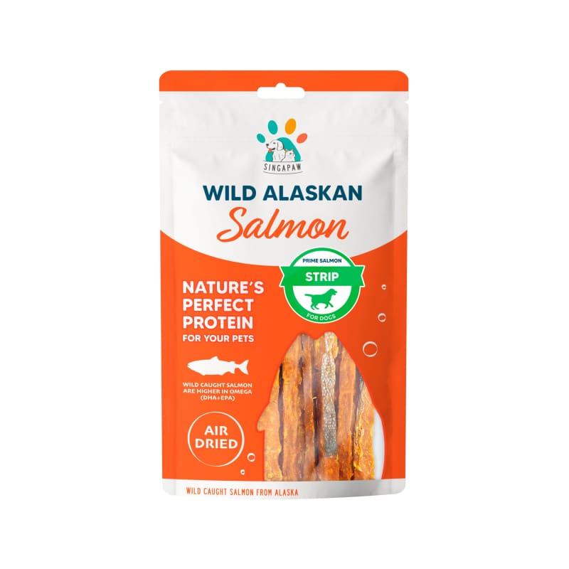 Premium Wild Alaskan Salmon Strips Air-Dried Dog Treats - 70g | All-Natural, Grain-Free, High-Protein Snacks for Dogs | Perfect for Training, Rewards & Dental Health