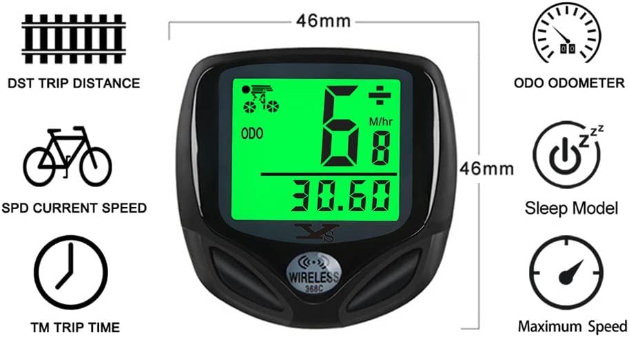 YS SY Wireless Bicycle Speedometer & Odometer - Waterproof Bike Computer with LCD Display, Multi-Functions for Cycling, Road & Mountain Bikes | Track Speed, Distance & Ride Data