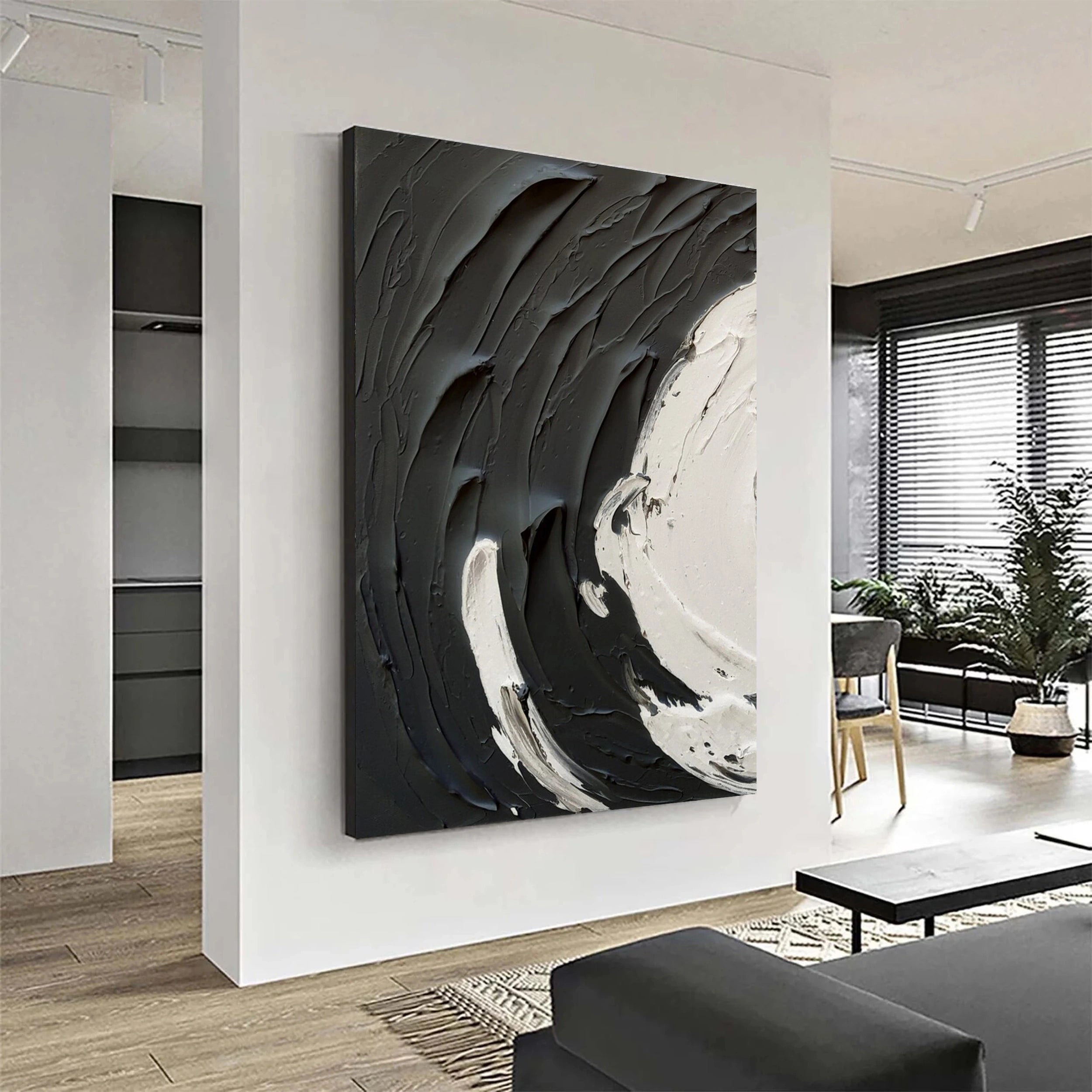 Black and White Textured Minimalist Wall Art Print #MZ071 - Modern Home Decor for Living Room, Bedroom & Office