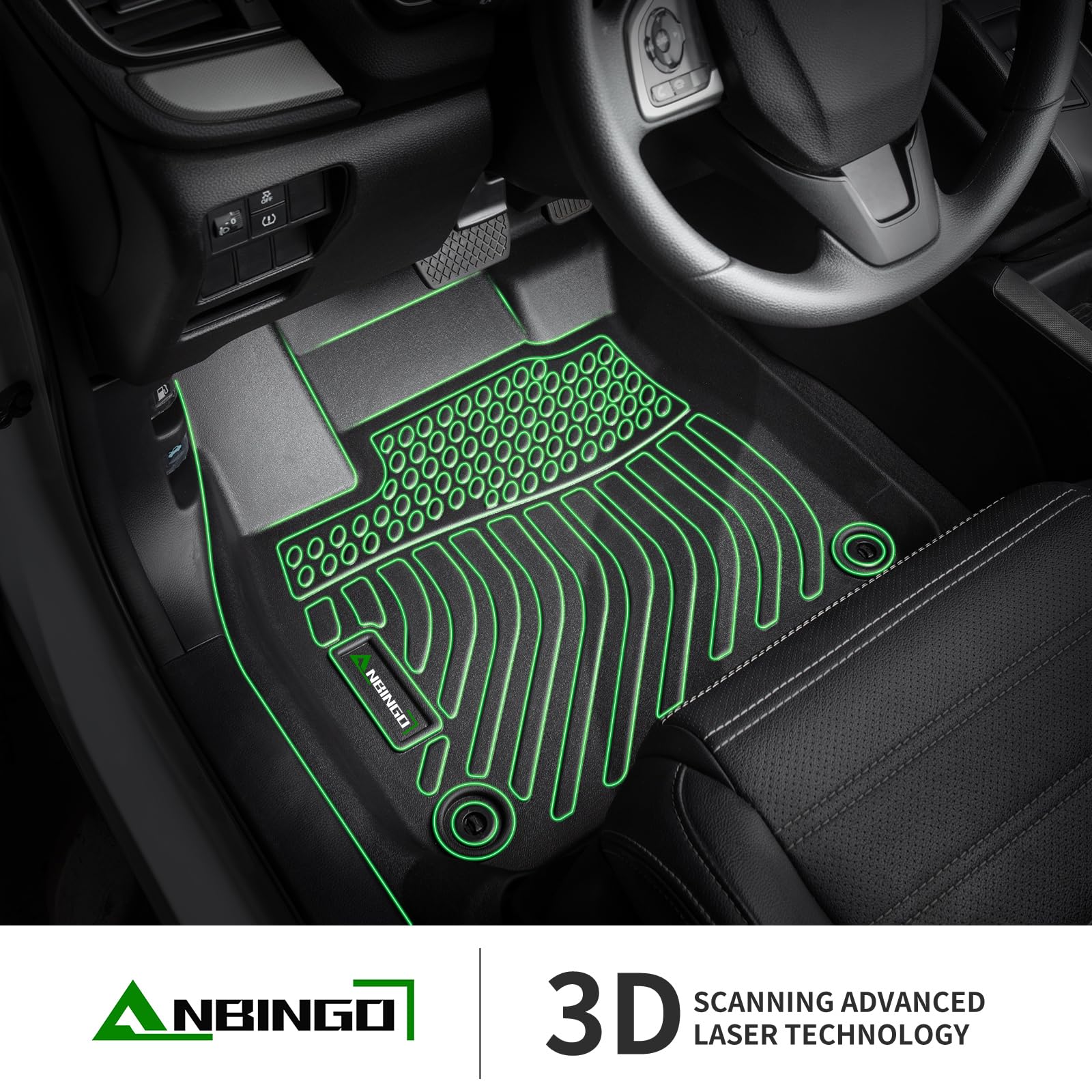 ANBINGO® Waterproof All-Weather Floor Mats for VW Golf MK7 (2015-2021) - Full Set Front & Rear Custom Fit Car Mats - Golf/Golf Alltrack/GTI/R/Sportwagen Accessories - Durable Black Floor Liners for Driving Comfort & Car Protection