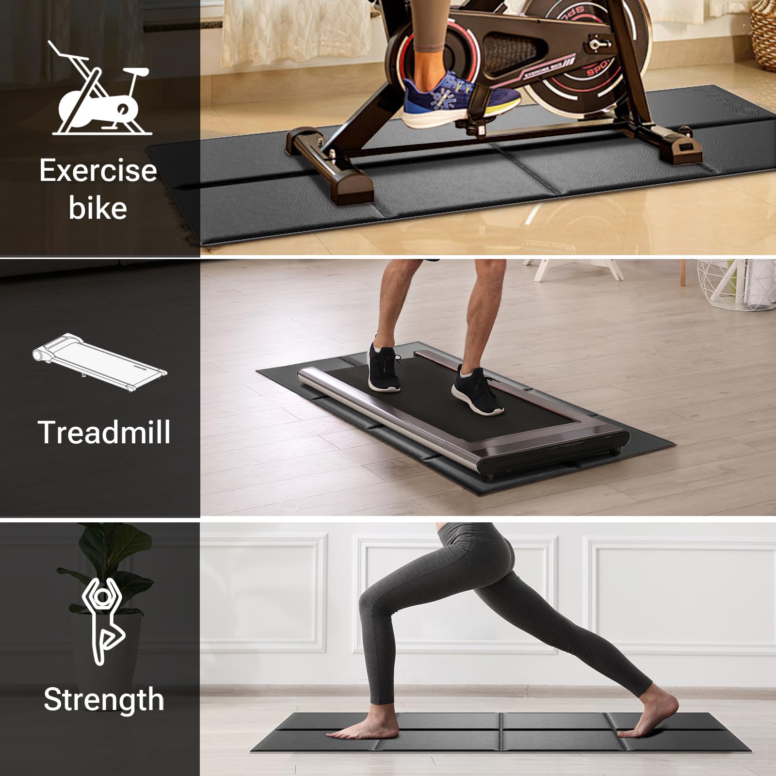 Foldable Treadmill Mat for Carpet & Hardwood Floor Protection - 6mm Thick Waterproof & Anti-Slip Exercise Mat Compatible with Walking Pad Treadmills & Under Desk Treadmills - Perfect for Home Gym, Office Workouts & Indoor Fitness