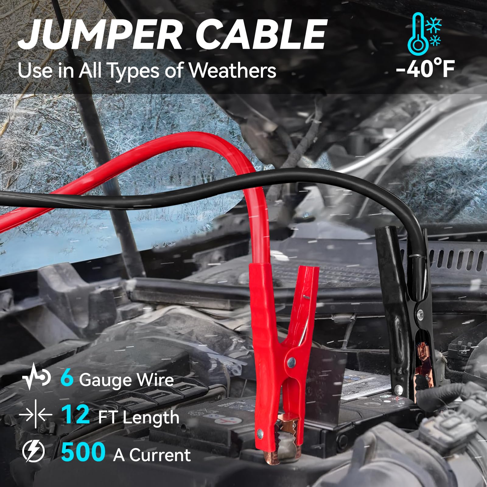 Portable Car Emergency Safety Kit with Air Compressor, Jumper Cables & First Aid Supplies - 50-Piece Roadside Assistance Essentials for Cars, Trucks & SUVs - Perfect for Travel, Camping & Winter Driving Safety