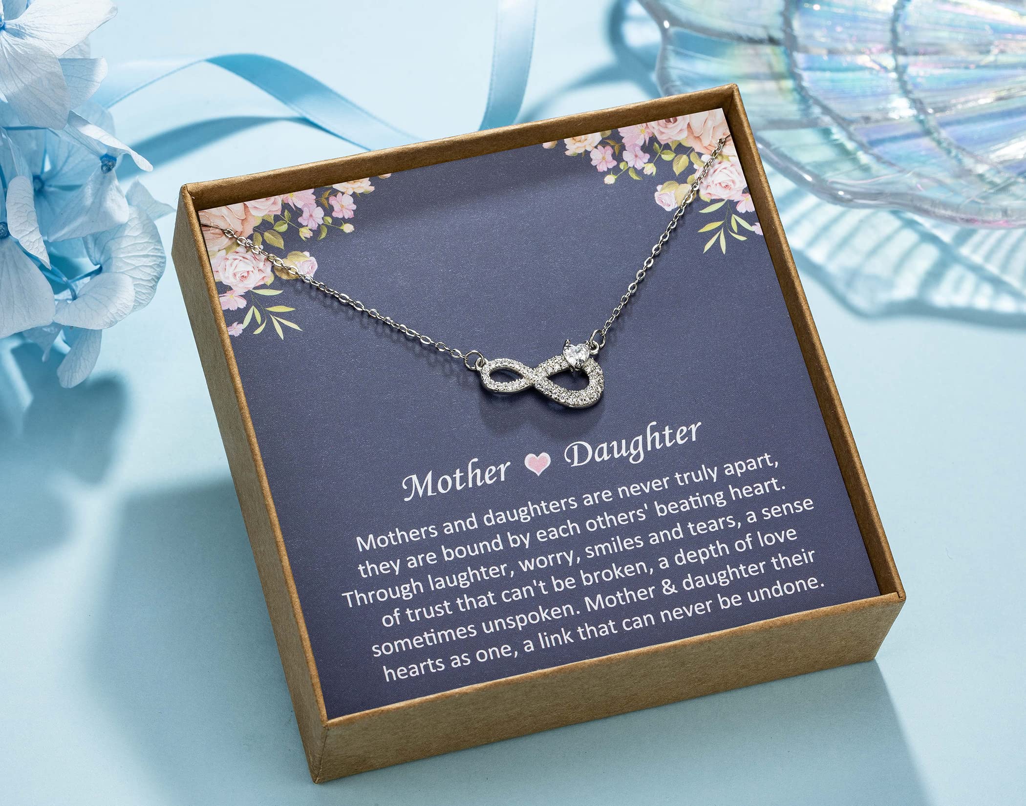 Sterling Silver Infinity Heart Necklace for Mom - Mother and Daughter Matching Jewelry, Best Gift for Mother's Day, Birthday, Anniversary | Perfect for Special Occasions & Everyday Wear