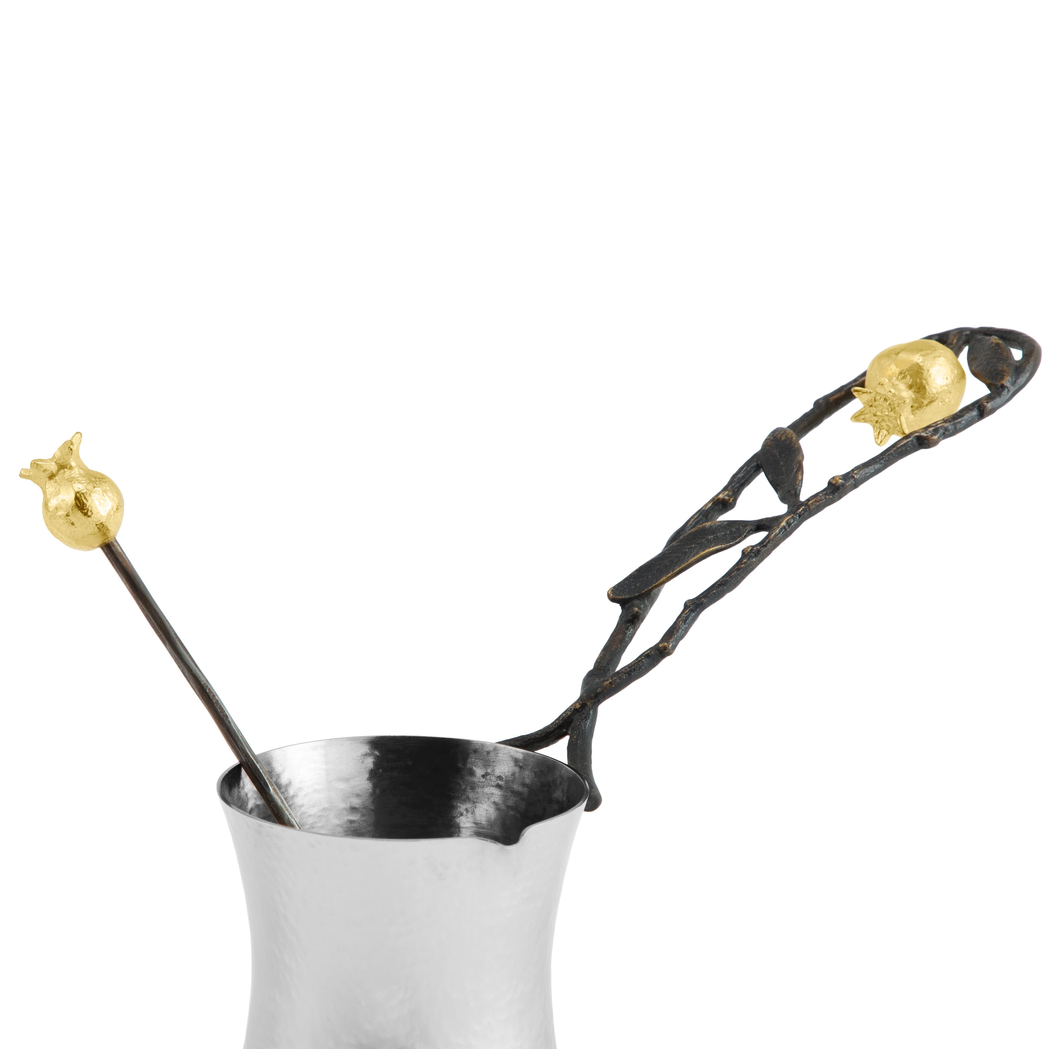 Premium Pomegranate Design Coffee Pot with Spoon - Medium Size for Home, Kitchen & Office Use - Perfect for Serving Tea, Coffee & Hot Beverages