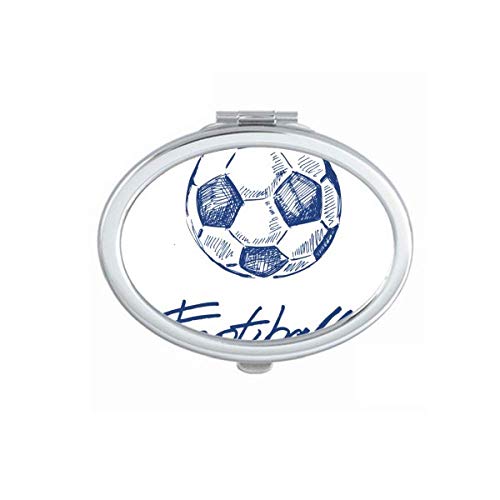DIYthinker Portable Foldable Double-Sided Makeup Mirror with Simple Cartoon Football Blue Pattern - Perfect for Travel, Home Vanity, and Handmade Crafts
