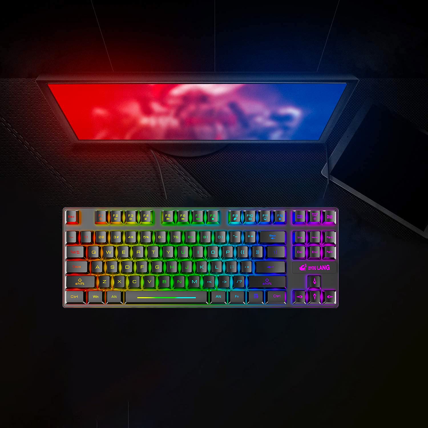 60% RGB Gaming Keyboard with Wrist Rest - Compact Mechanical Feel for PC/Laptop - Perfect for Esports & Office Work
