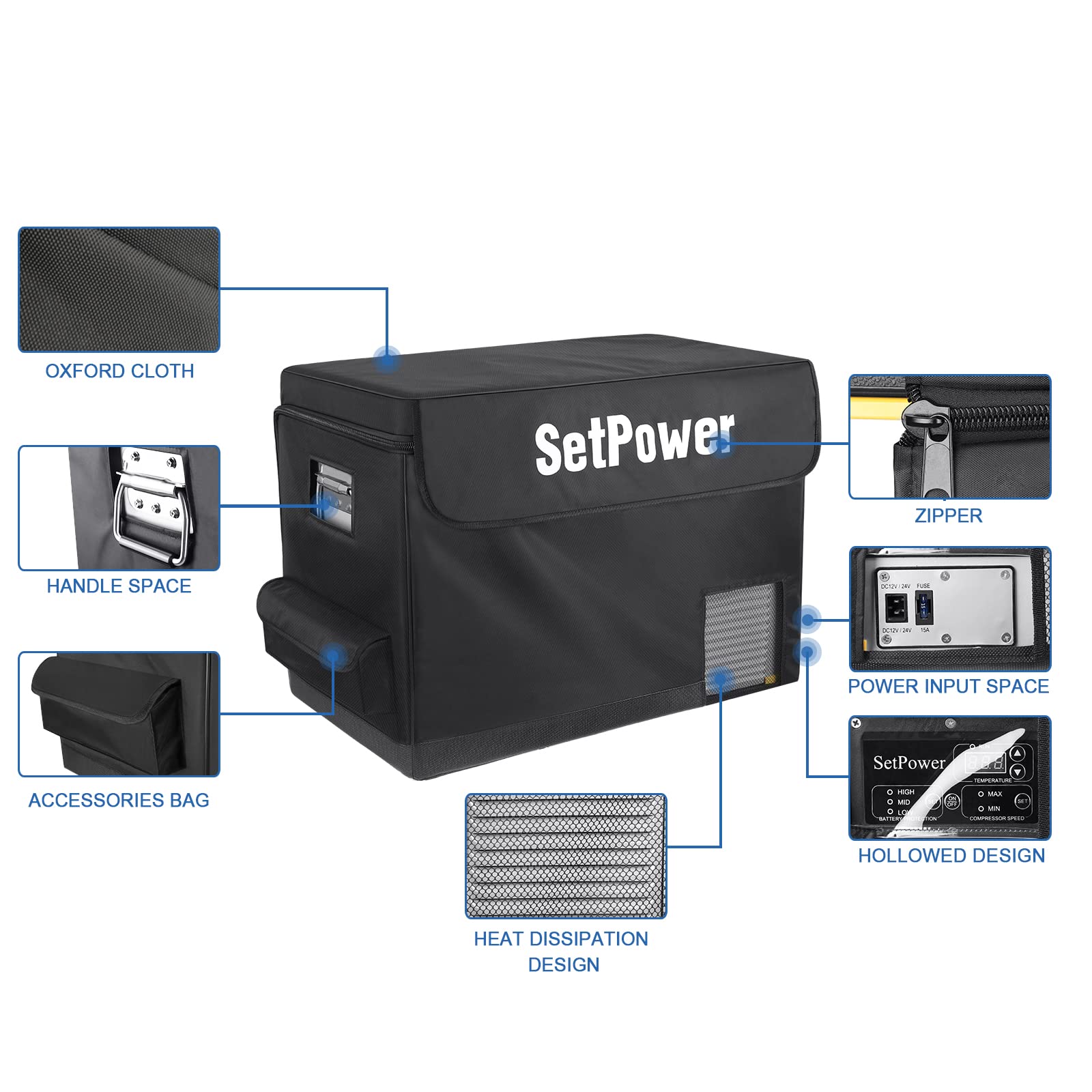 SetPower RV45S 47-Quart Insulated Protective Cover - 12V Portable Refrigerator Transit Bag for Camping, Road Trips & Outdoor Adventures