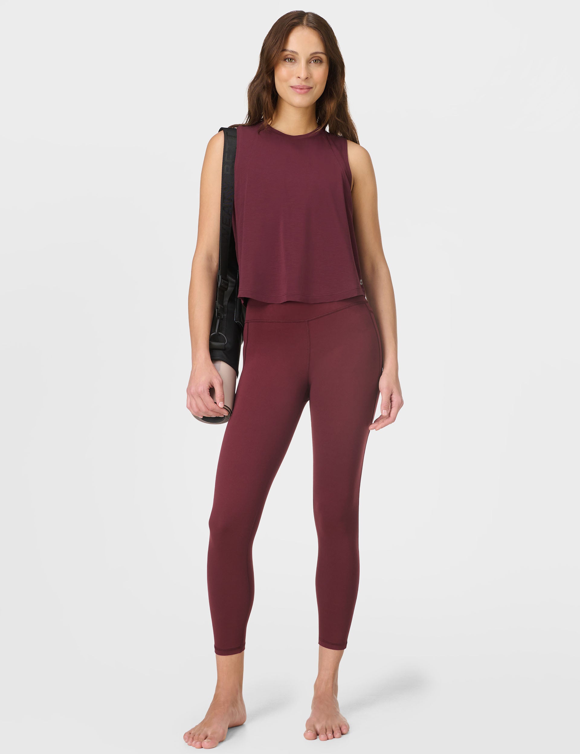 Ultimate Studio 7/8 High Waist Yoga Leggings for Women - Garnet Red - Perfect for Yoga, Gym Workouts & Everyday Wear