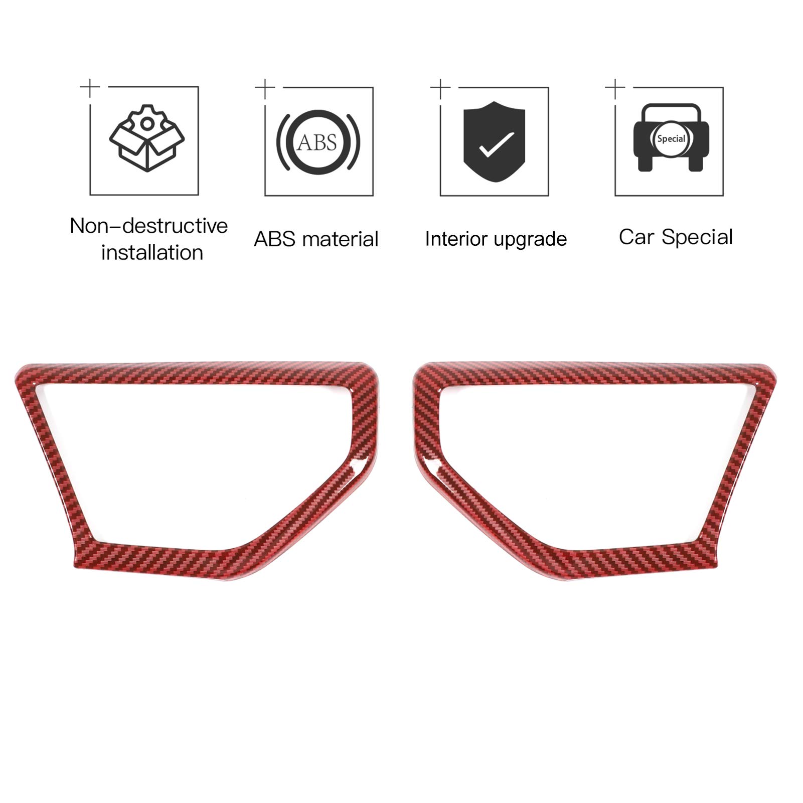 JeCar Red Carbon Fiber A-Pillar Speaker Cover Trim - Interior Accessories Compatible with 2018-2023 Jeep Wrangler JL & JLU - Upgrade Your Ride with Premium Style & Protection