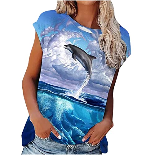 Women's Summer Short Sleeve Printed Blouse - Loose Round Neck Casual Top for Women | Perfect for Beach Outings, Date Nights & Office Wear
