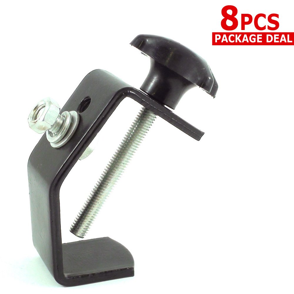 8x Heavy Duty C Clamp Truss Bar Clamps for DJ Lighting - Secure Stage Light Mounting for Concerts, Events & Studio Use