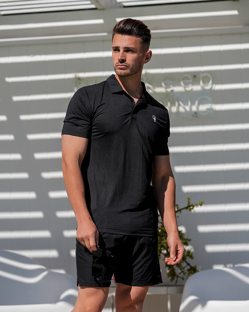 Premium Solid Black Polo Shirt for Men - Classic Cotton Comfort Fit Casual & Business Wear - Perfect for Office, Golf, and Everyday Outfits