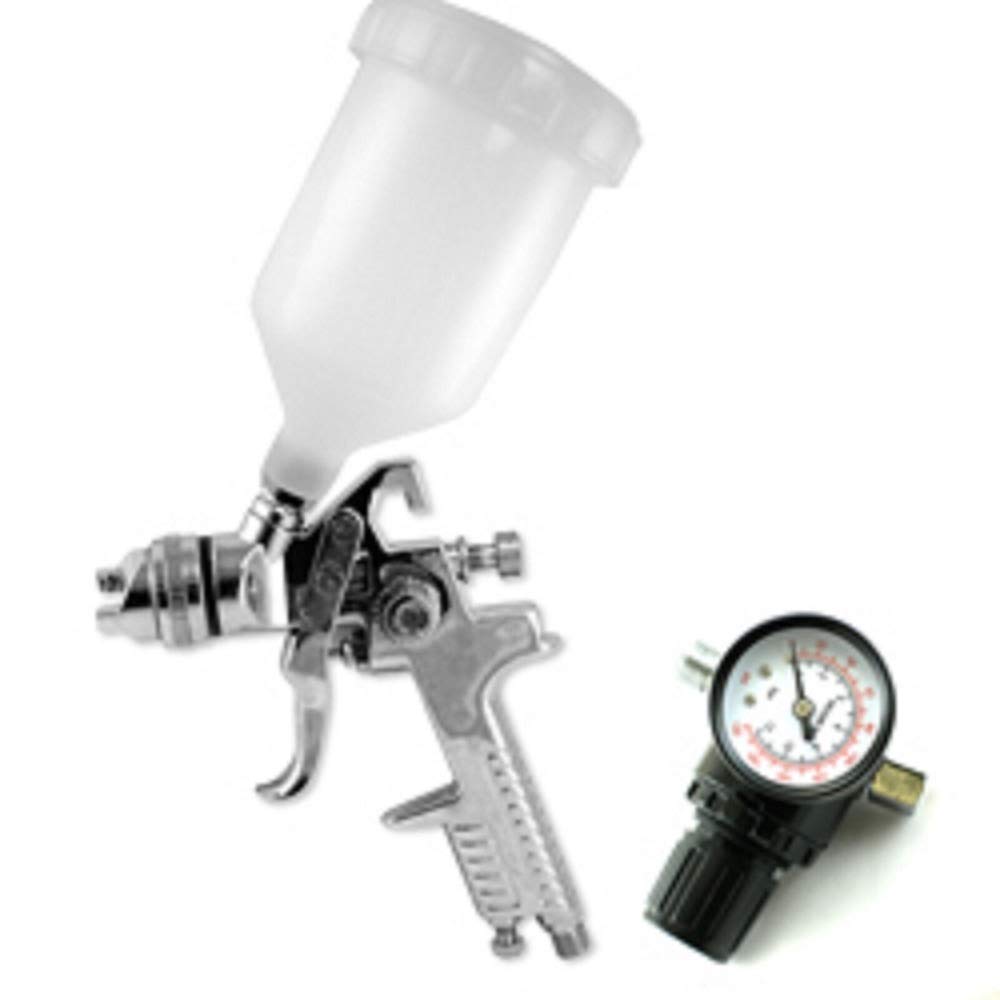 Professional HVLP Gravity Feed Spray Gun with Pressure Gauge - Perfect for Urethane, Base Coat, Clear Coat & Automotive Painting - Ideal for DIY Projects, Furniture Refinishing & Car Detailing