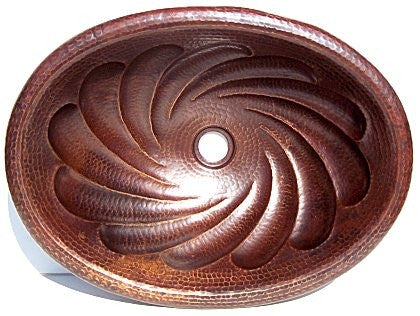 19-Inch Oval Self-Rimming Copper Bathroom Sink with Twisted Design - Vintage Farmhouse Style for Bathroom Vanity & Powder Room Decor