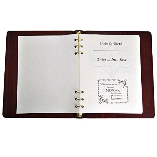 Memorial Funeral Guest Book - Elegant Wooden Binder with Inserts for Funeral Services, Memorials & Sympathy Events - Portrait Style Keepsake for Honoring Loved Ones