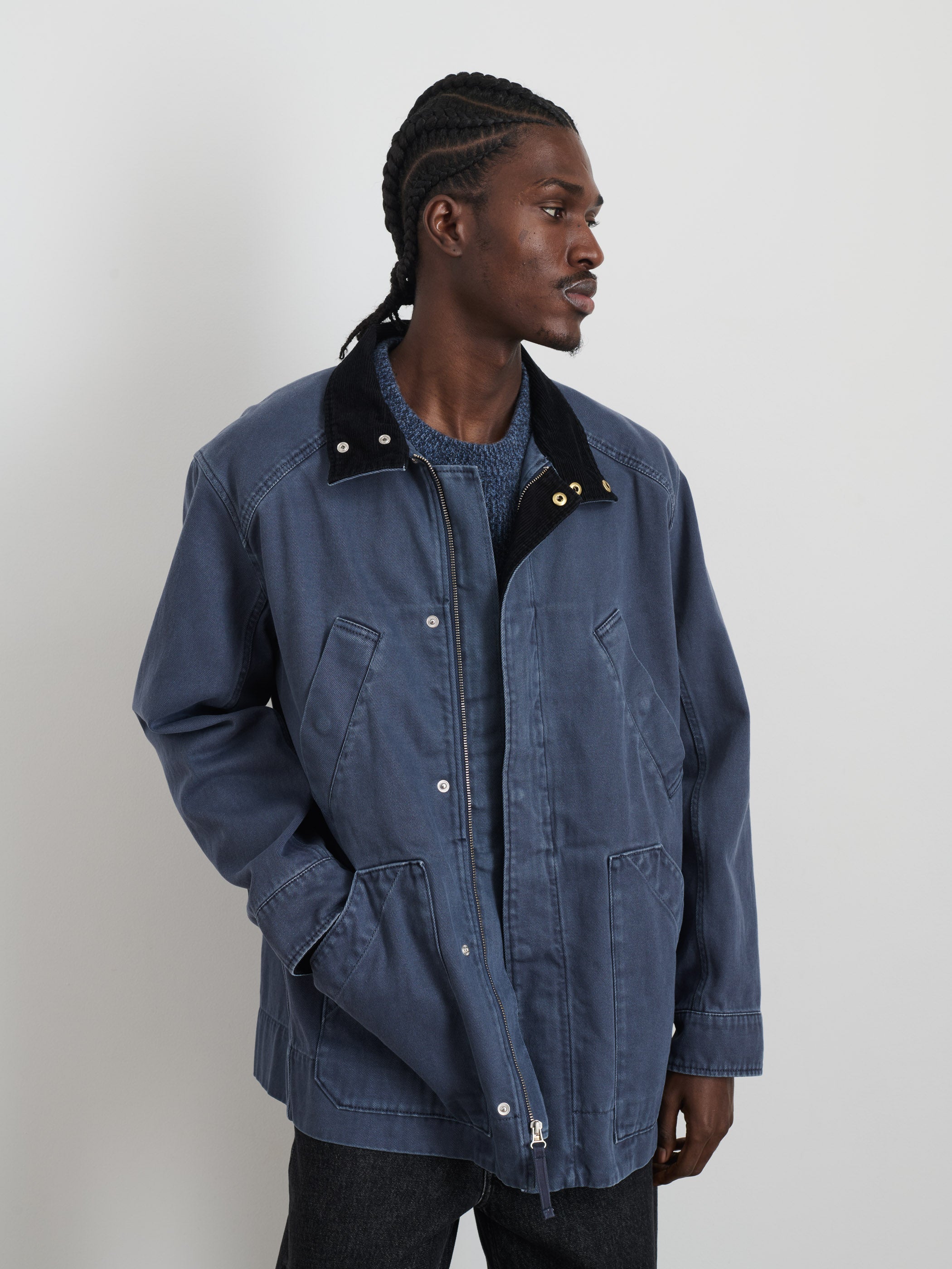 Aaron Utility Jacket for Men - Eco-Friendly Recycled Denim Workwear Jacket with Multiple Pockets | Perfect for Outdoor Work, Hiking & Casual Wear
