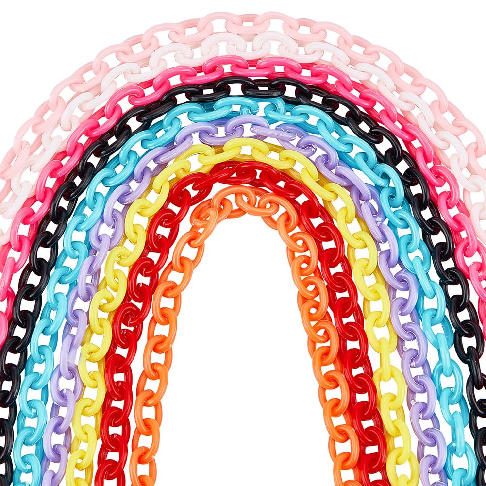 Colorful Plastic Jewelry Chains - ABS Acrylic Cable Curb Chain Links for DIY Jewelry Making, Bird Toys & Craft Projects | Perfect for Necklaces, Bracelets, Keychains & Home Decor