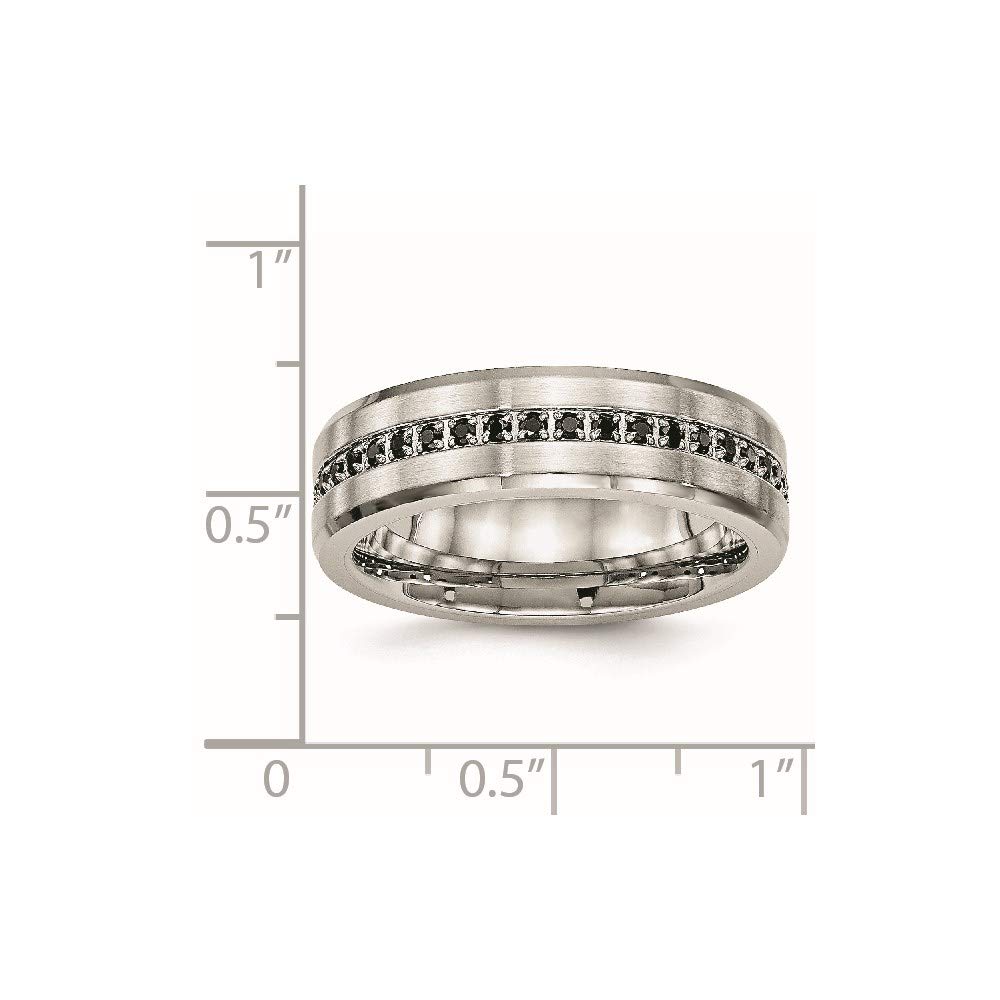 Black Cubic Zirconia Ring for Women - Stainless Steel Jewelry Gift for Her | Size 5 | Wedding & Party Wear