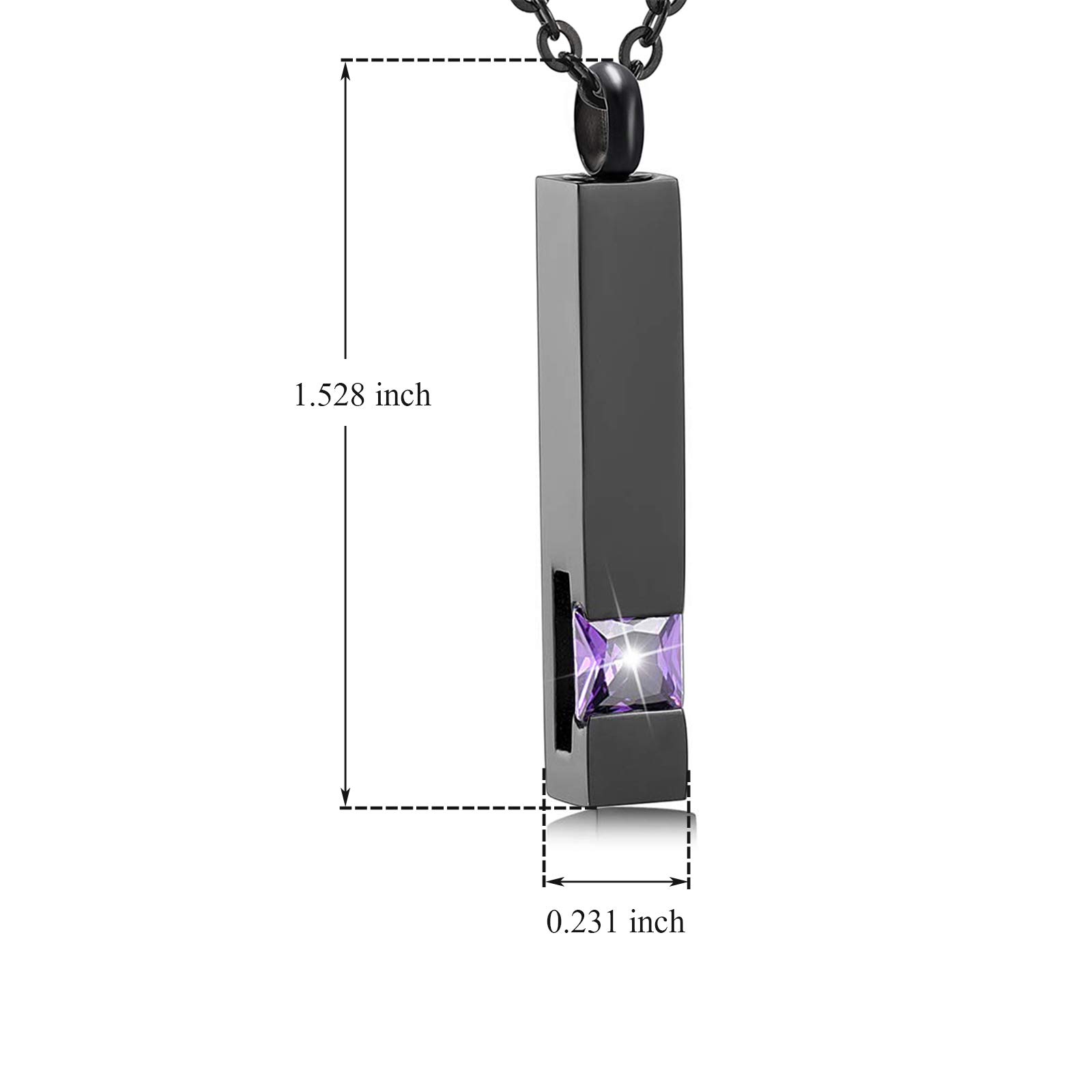 Stainless Steel Memorial Ashes Necklace - Black Birthstone Crystal Cremation Jewelry Pendant for Loved Ones | Keepsake Urn Locket for Ashes | Perfect for Remembrance, Funerals & Memorial Gifts