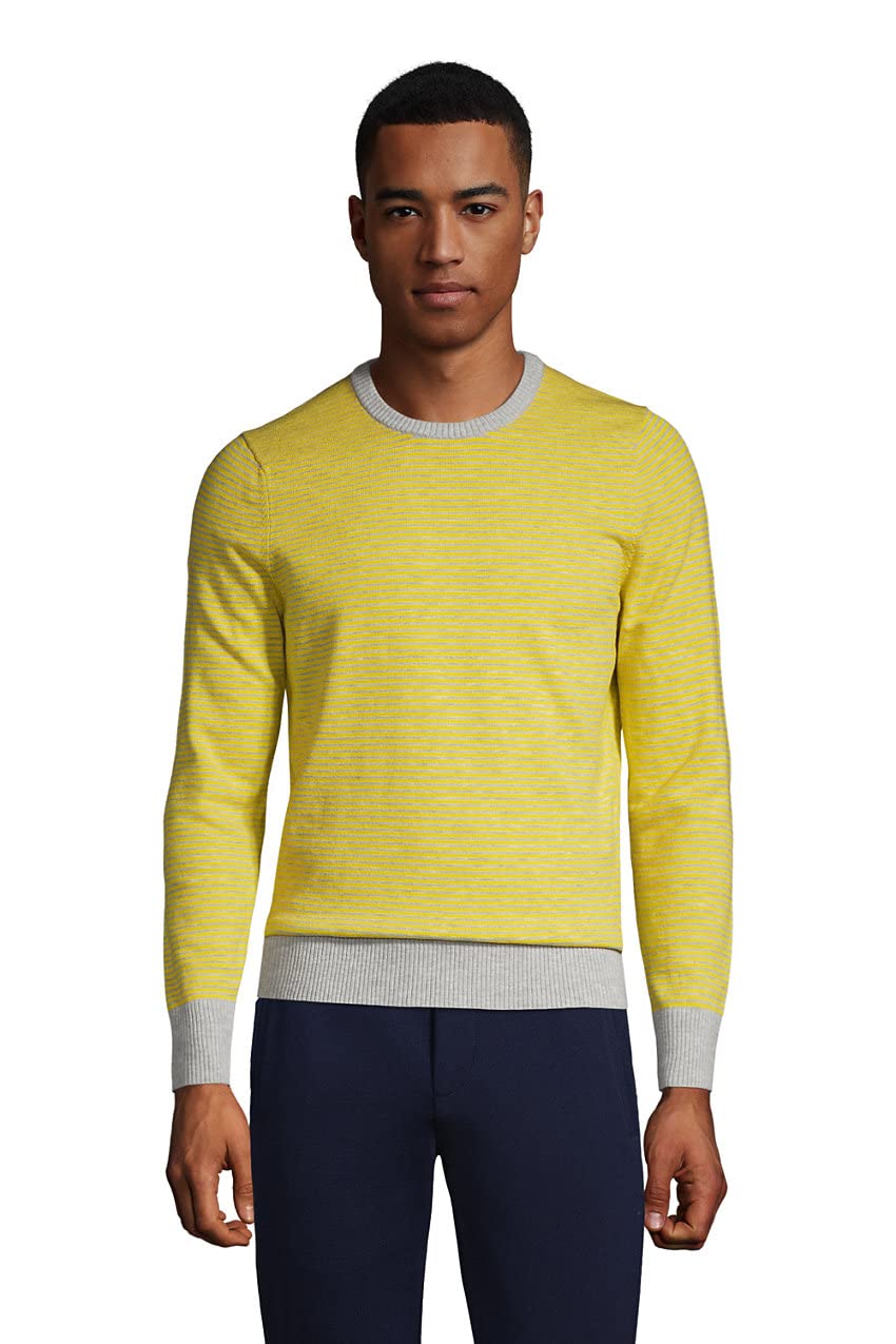 Lands' End Men's Performance Crewneck Sweater - Comfortable & Durable Knit Pullover for Casual Wear, Office & Outdoor Activities