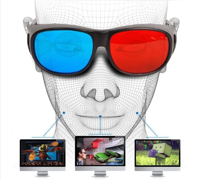 3D Glasses for Movies & Games - 3 Pack Ergonomic Red-Blue 3D Glasses with Foldable Design | Home Theater, Gaming, 3D Movie Night, VR Experiences