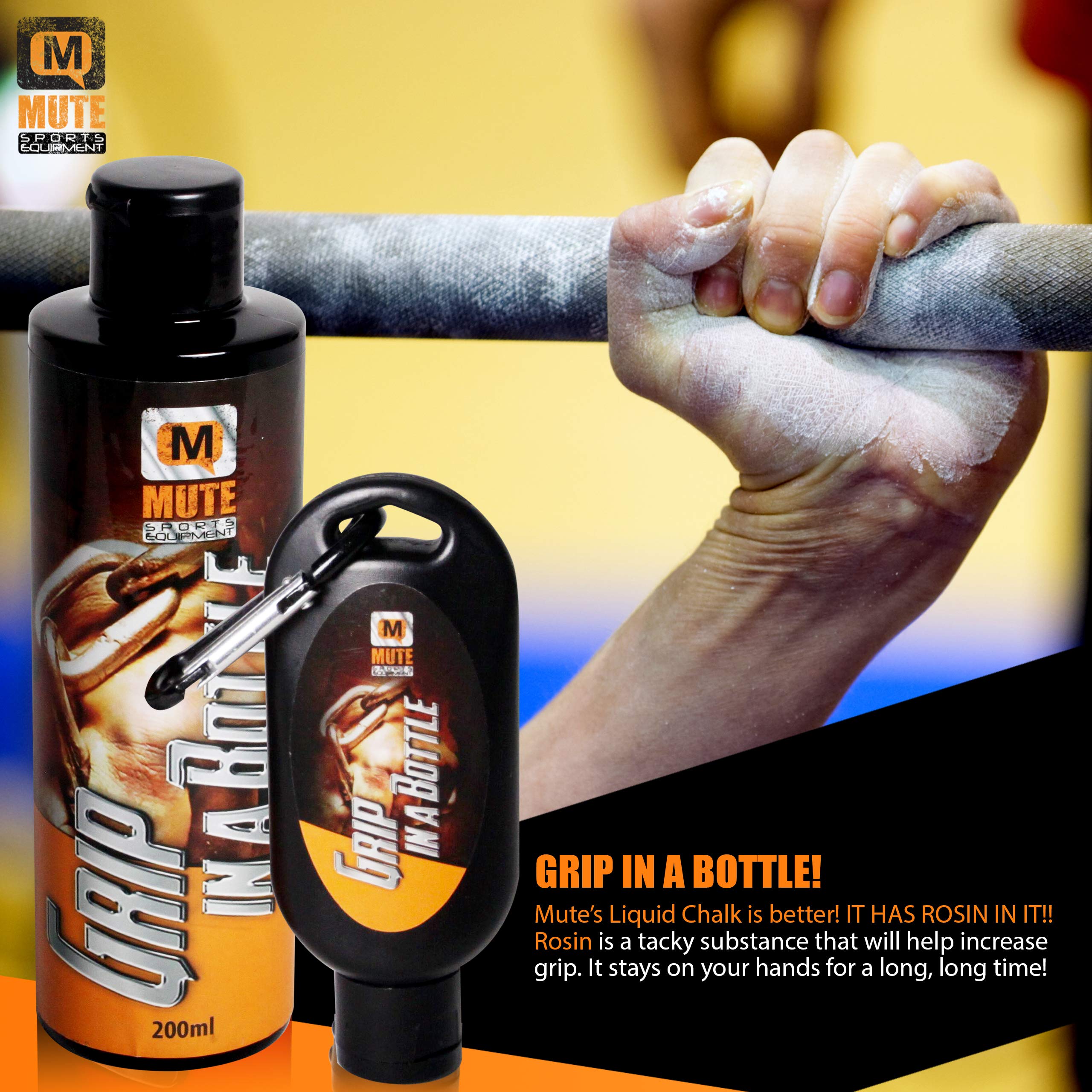 Best MUTE Liquid Athletic Chalk with Rosin - 200ml Refill for Rock Climbing, Weightlifting & Gymnastics | Non-Slip Grip Enhancer for Sports & Workouts