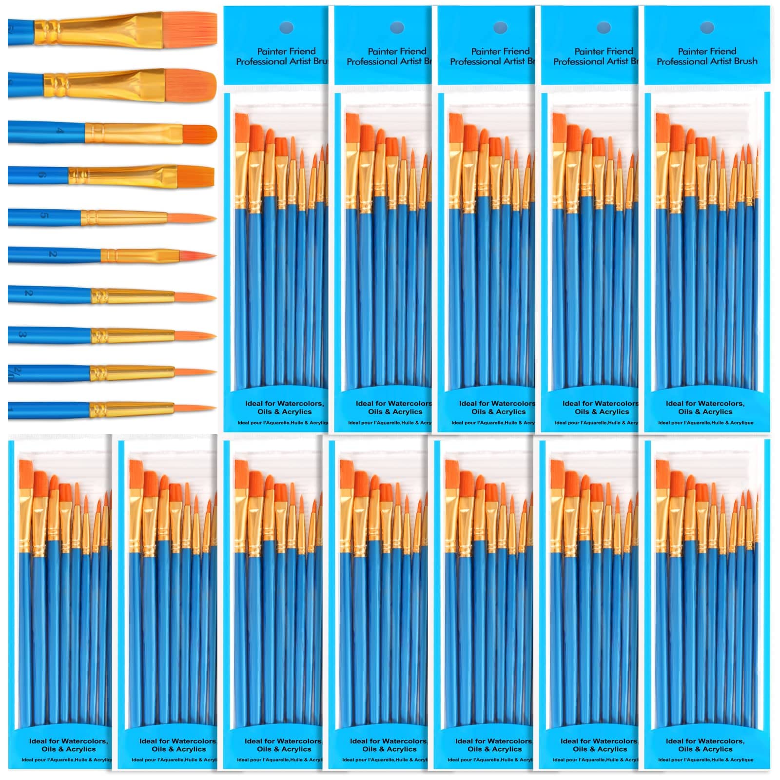 120-Piece Bulk Acrylic Paint Brush Set - Assorted Small Craft Brushes for Face, Canvas, Watercolor & Fabric Painting - Perfect for Art Classes, DIY Projects & Painting Parties (Modeling, School Supplies, Home Decor)