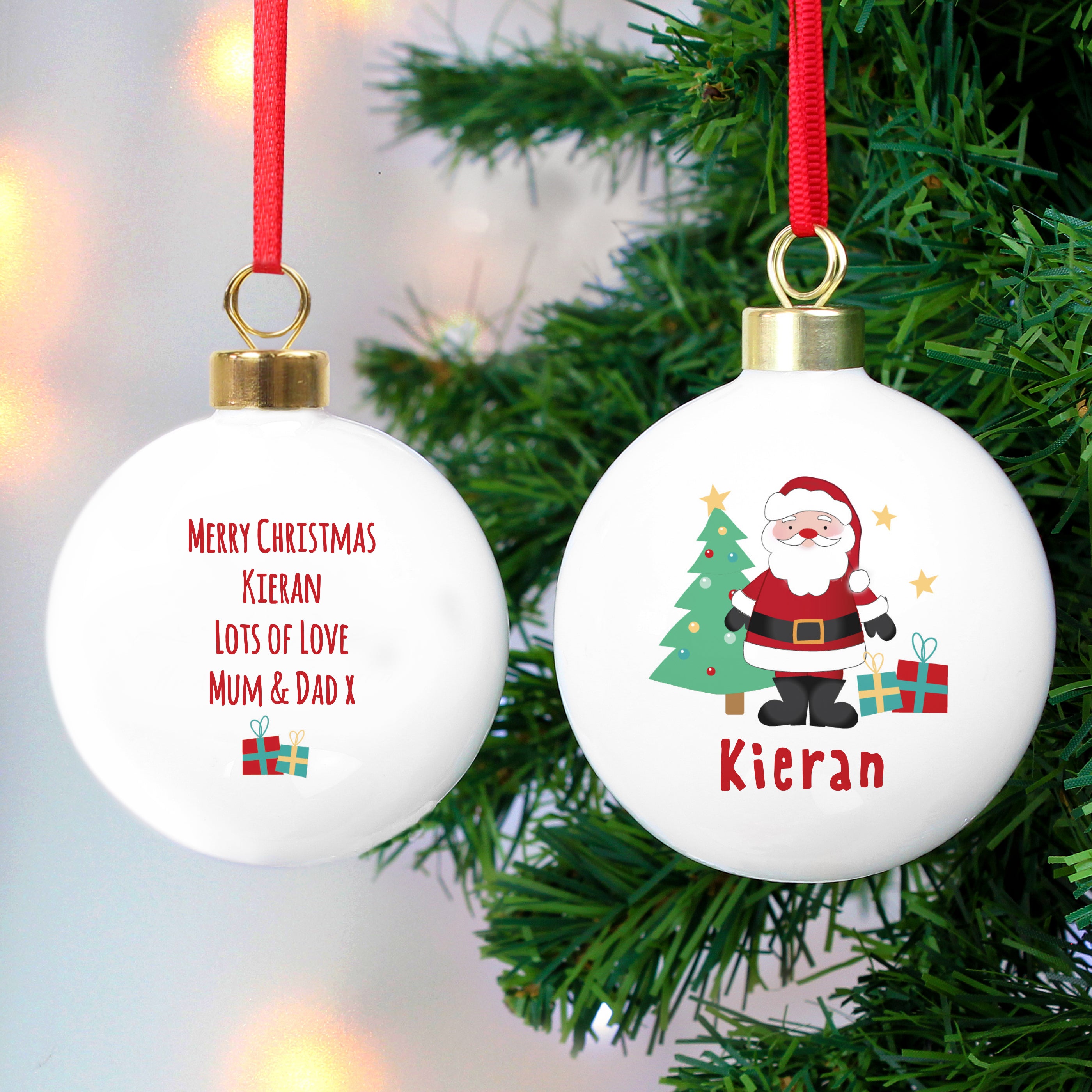 Personalized Santa Christmas Ornament - Custom Name Bauble for Holiday Tree Decor, Gift & Festive Home Decoration | Perfect for Xmas, Parties & Family Celebrations