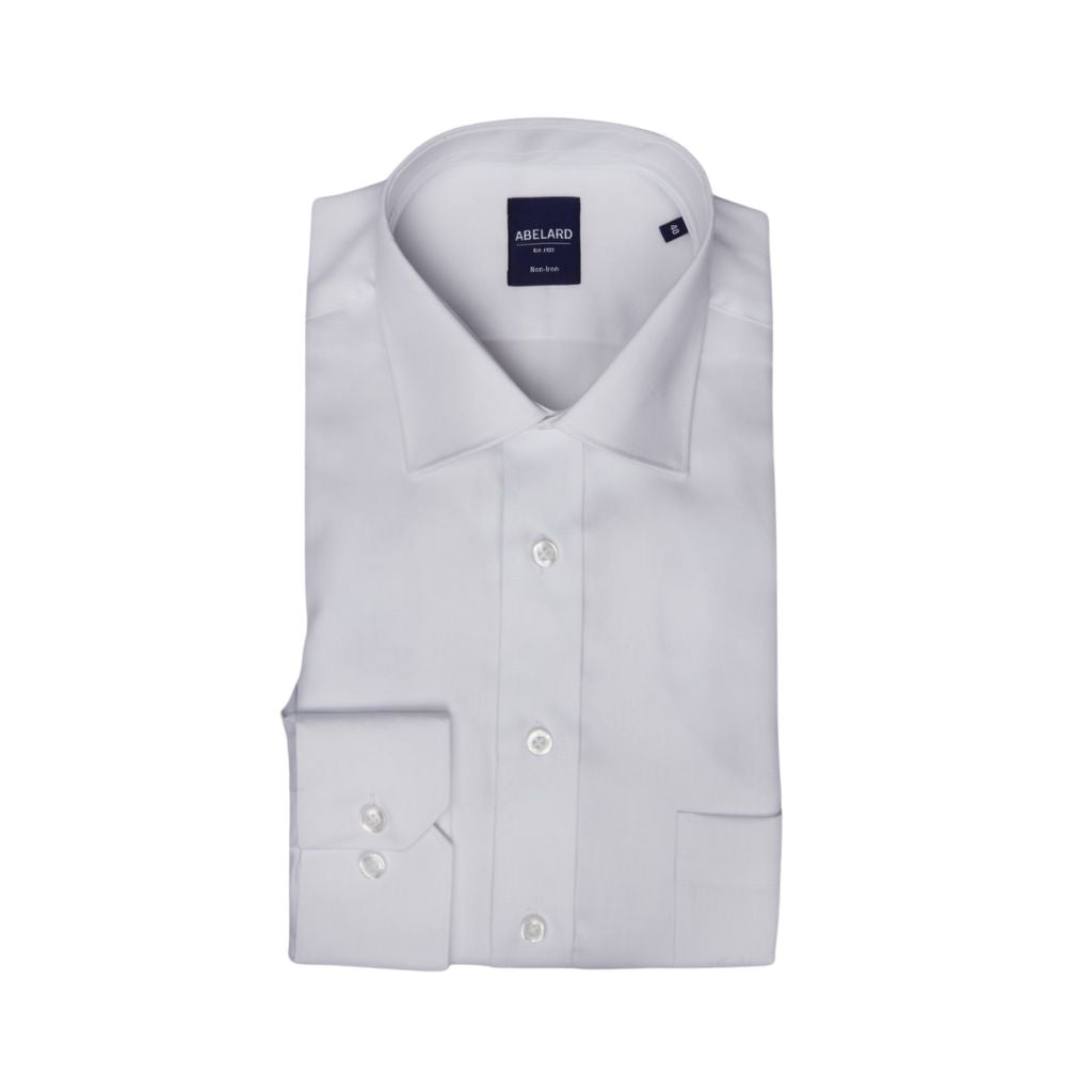 ABELARD Super Non-Iron Cotton Twill Shirt for Men - White - Comfortable Business Casual Shirt for Office, Travel & Formal Occasions