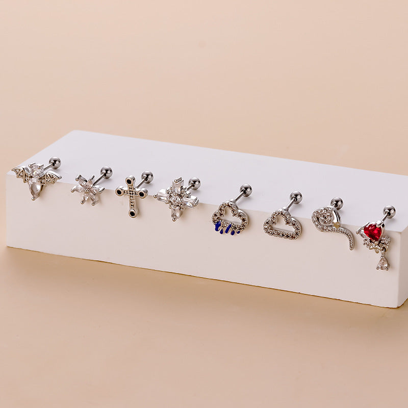 20G Cartilage Earring Stud Bat Piercings Cloud Rain Helix Studs - Hypoallergenic Stainless Steel Ear Jewelry for Tragus, Helix, Conch Piercings | Perfect for Everyday Wear, Parties & Alternative Fashion