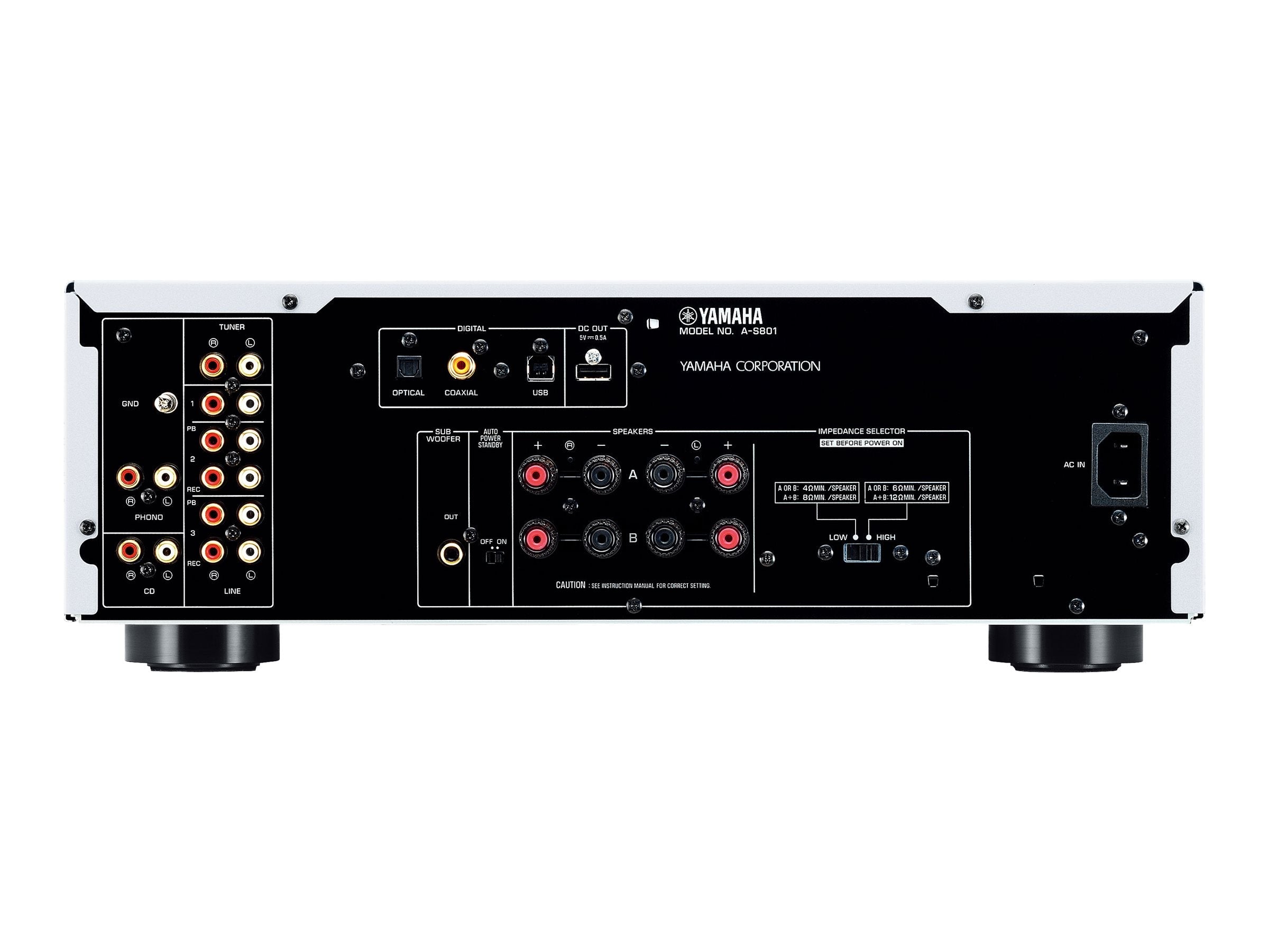 Yamaha A-S801 Integrated Stereo Amplifier - High-Fidelity Audio for Home Theater & Music Listening